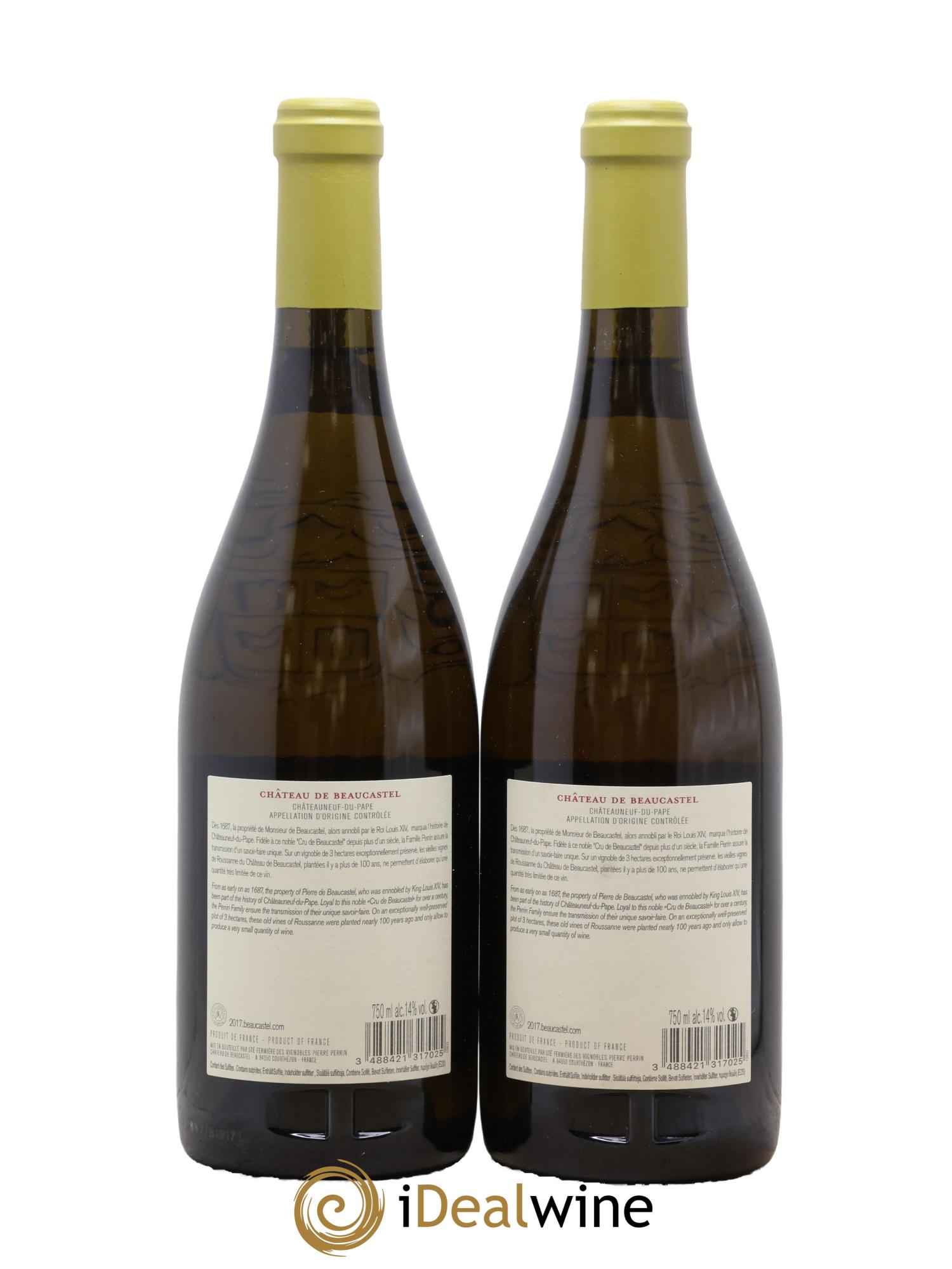 Châteauneuf-du-Pape Château de Beaucastel Vieilles vignes Roussanne Famille Perrin 2017 - Lot of 2 bottles - 1