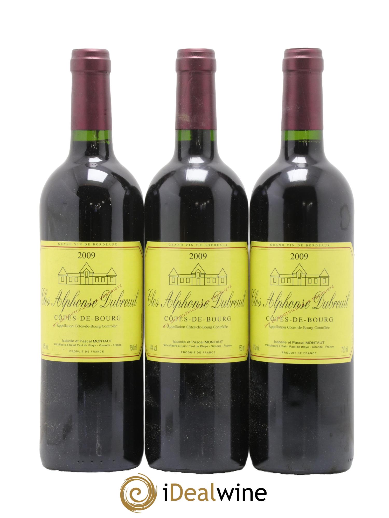 Côtes de Bourg Clos Alphonse Dubreuil 2009 - Lot de 3 bouteilles - 0