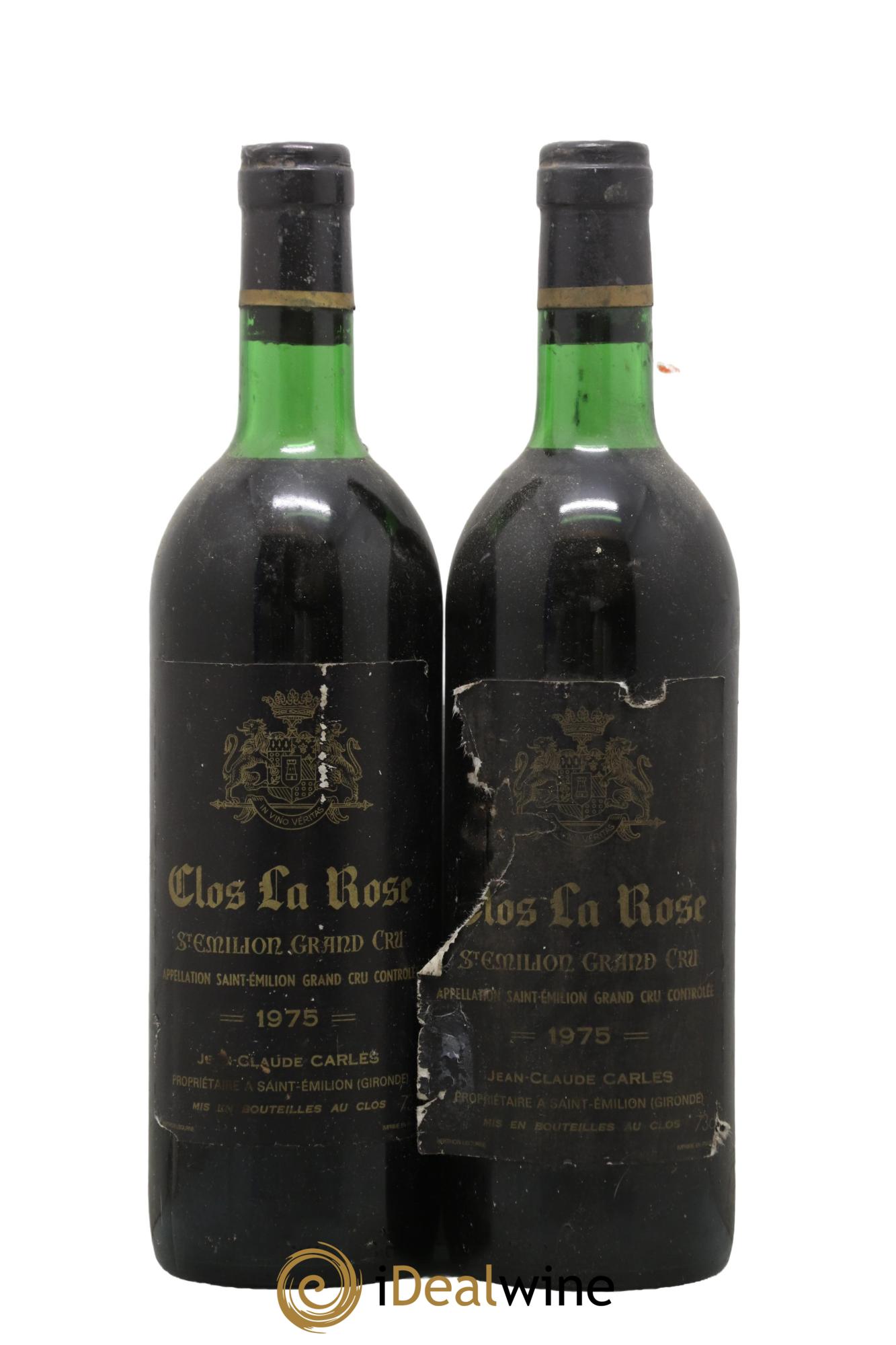 Saint-Émilion Grand Cru Château Clos La Rose 1975 - Lot de 2 bouteilles - 0