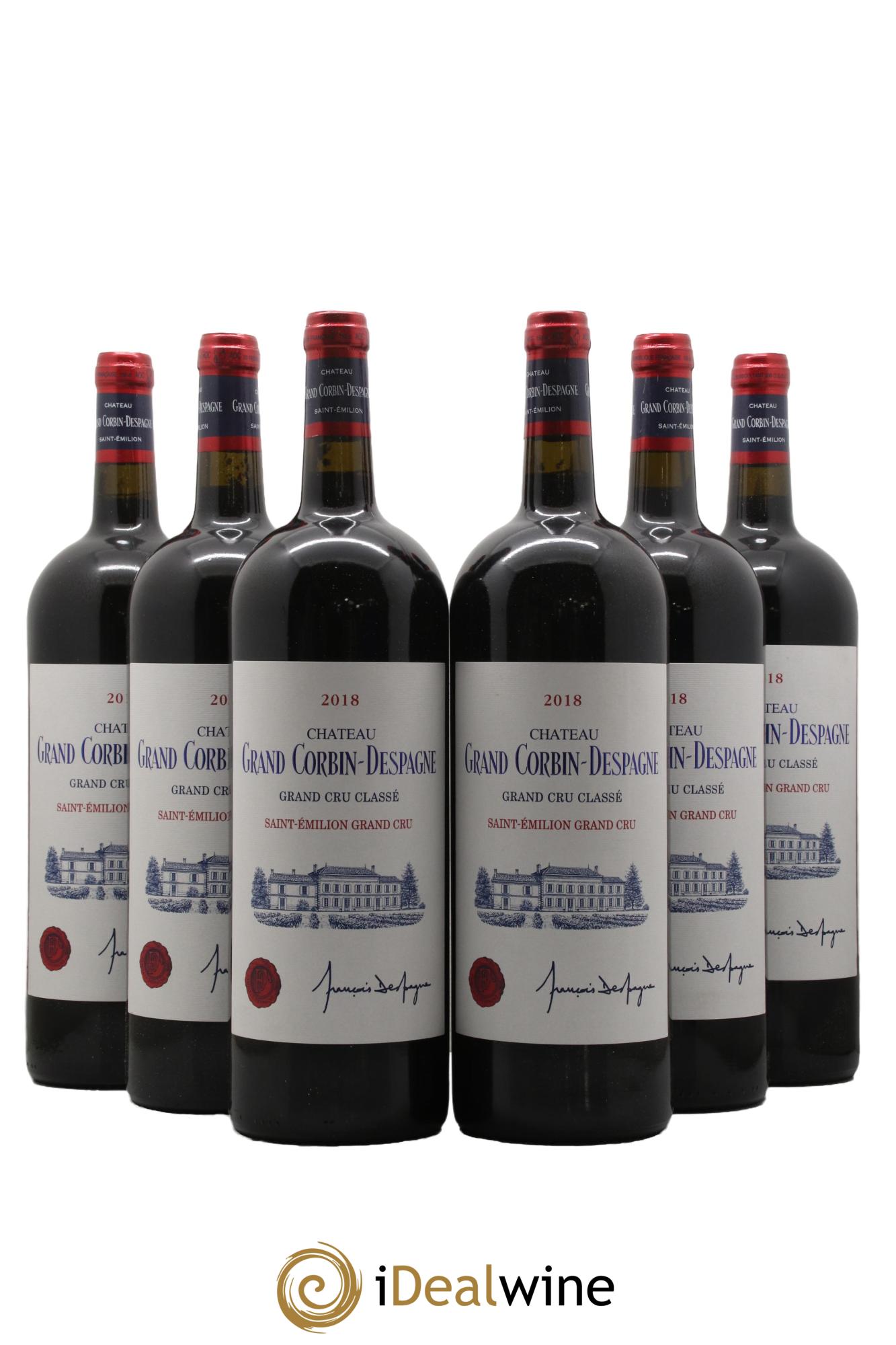 Château Grand Corbin Despagne Grand Cru Classé 2018 - Lot of 6 magnums - 0