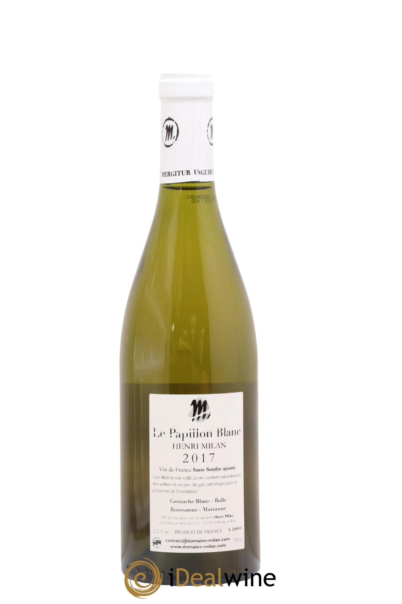 Vin de France Papillon Sans soufre ajouté Henri Milan 2017 - Lot de 1 bouteille - 1
