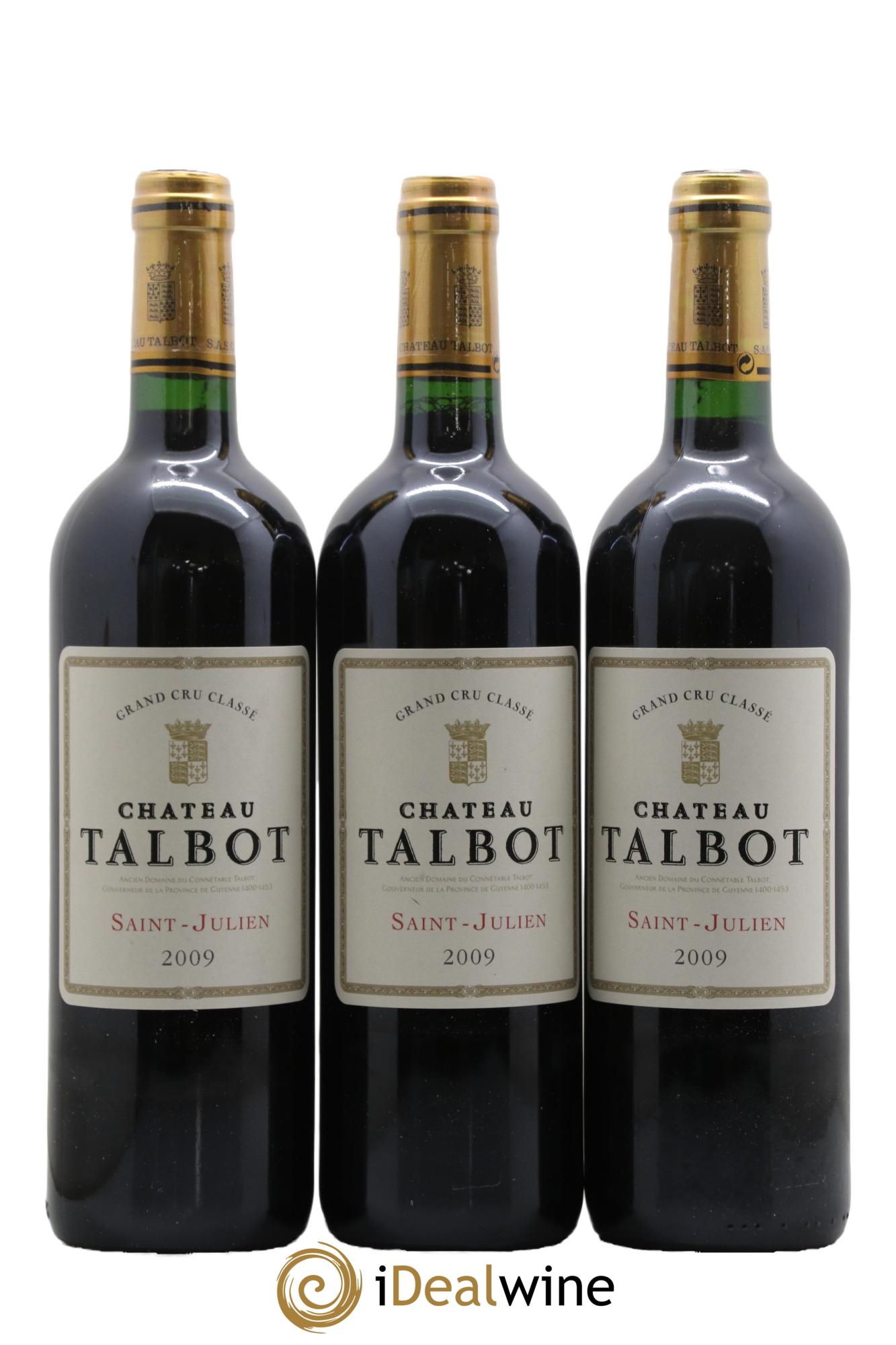 Château Talbot 4ème Grand Cru Classé 2009 - Lotto di 3 bottiglie - 0