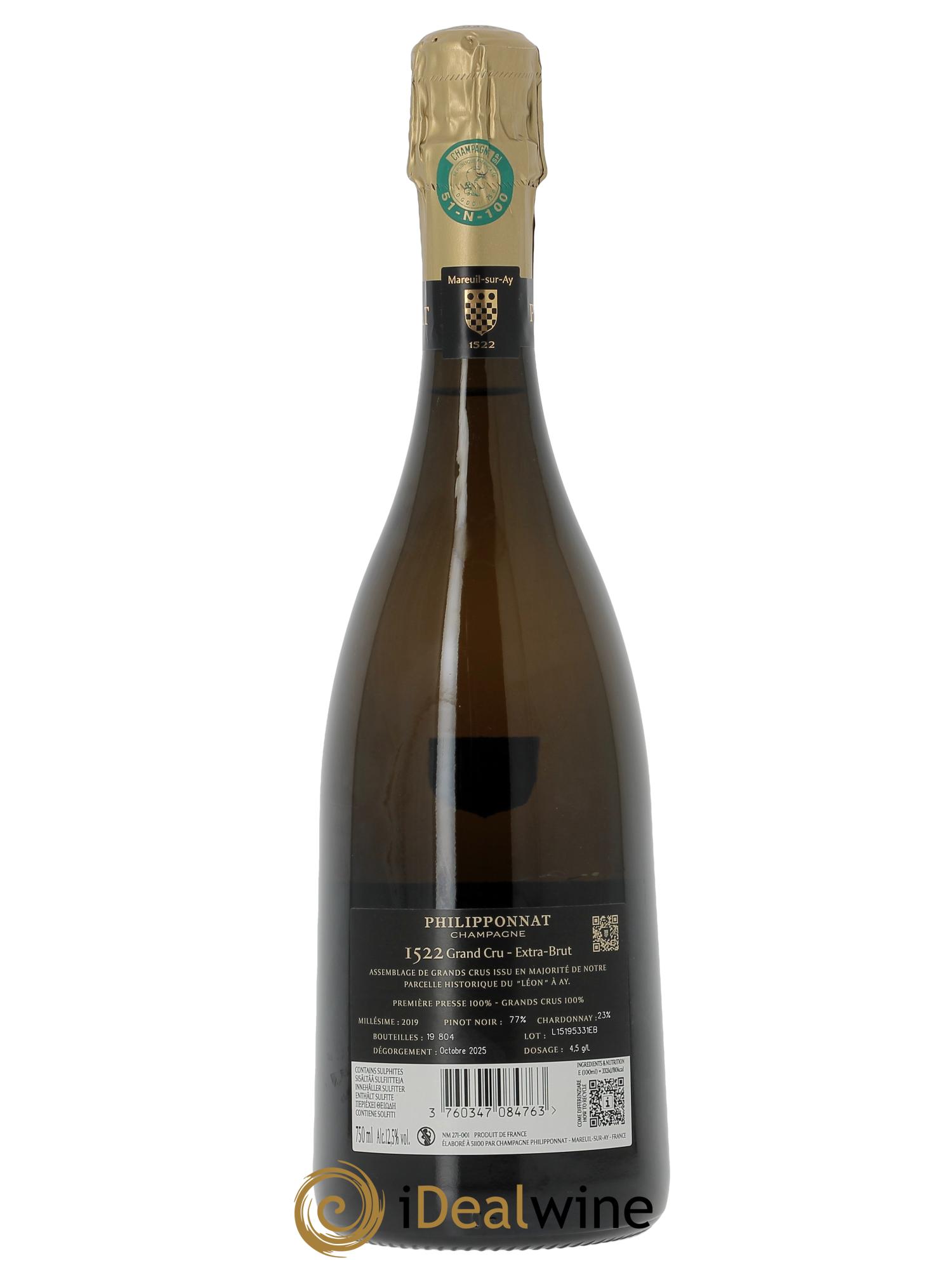 Cuvée 1522 Grand Cru Extra-Brut Philipponnat 2019 - Lotto di 1 bottiglia - 2