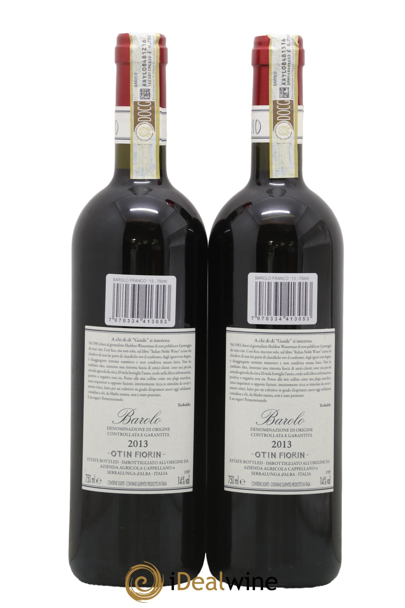 Barolo DOCG Pié Franco Cappellano 2013 - Lot de 2 bouteilles - 1