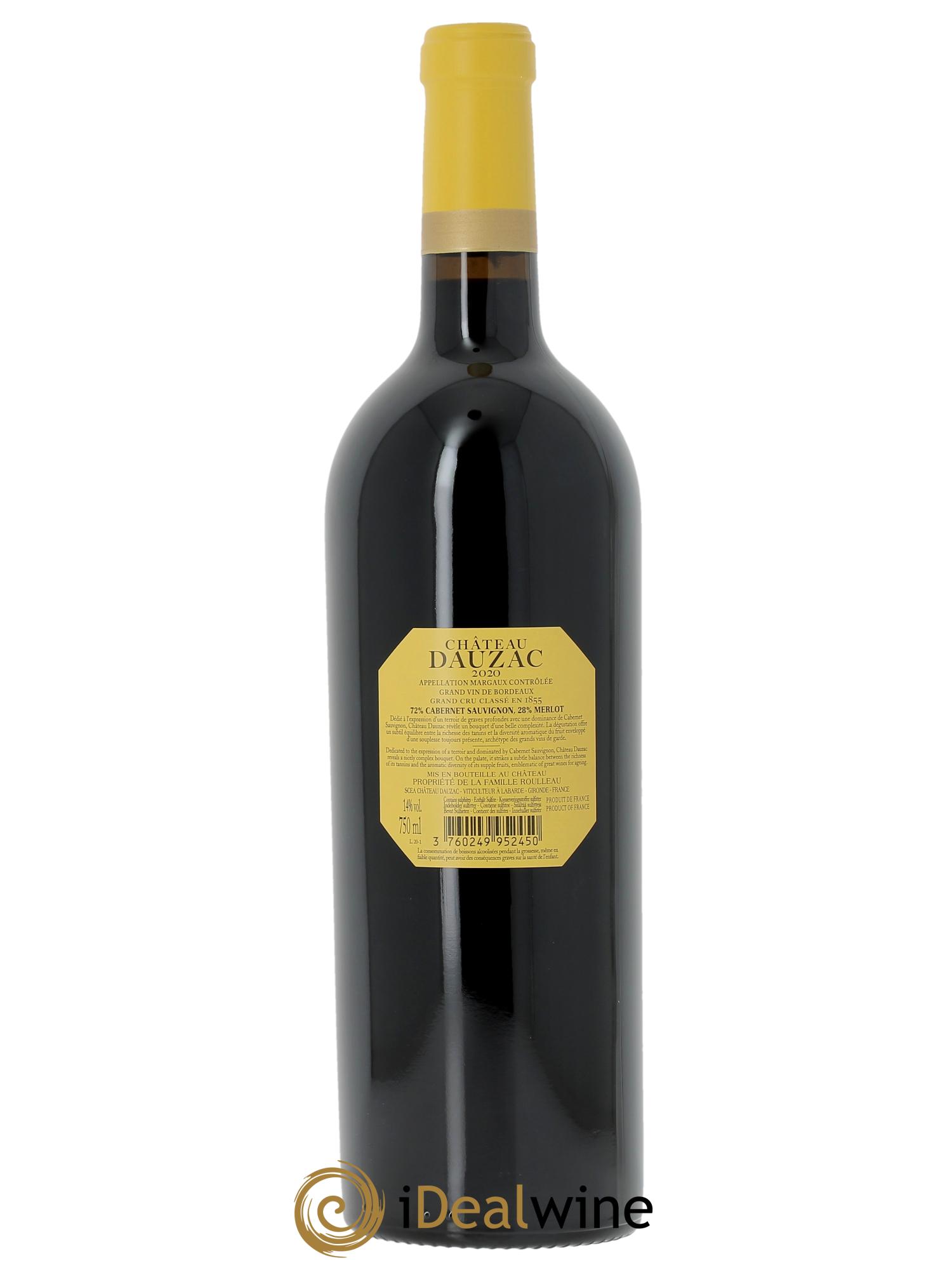 Château Dauzac 5ème Grand Cru Classé (Cassetta in legno a partire da 6 bt) 2020 - Lotto di 1 bottiglia - 1