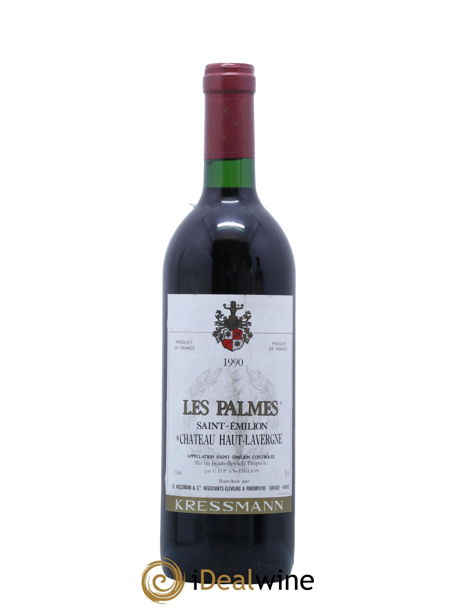 Saint-Émilion Les Palmes Chateau Haut Lavergne 1990 - Lot de 1 bouteille - 0
