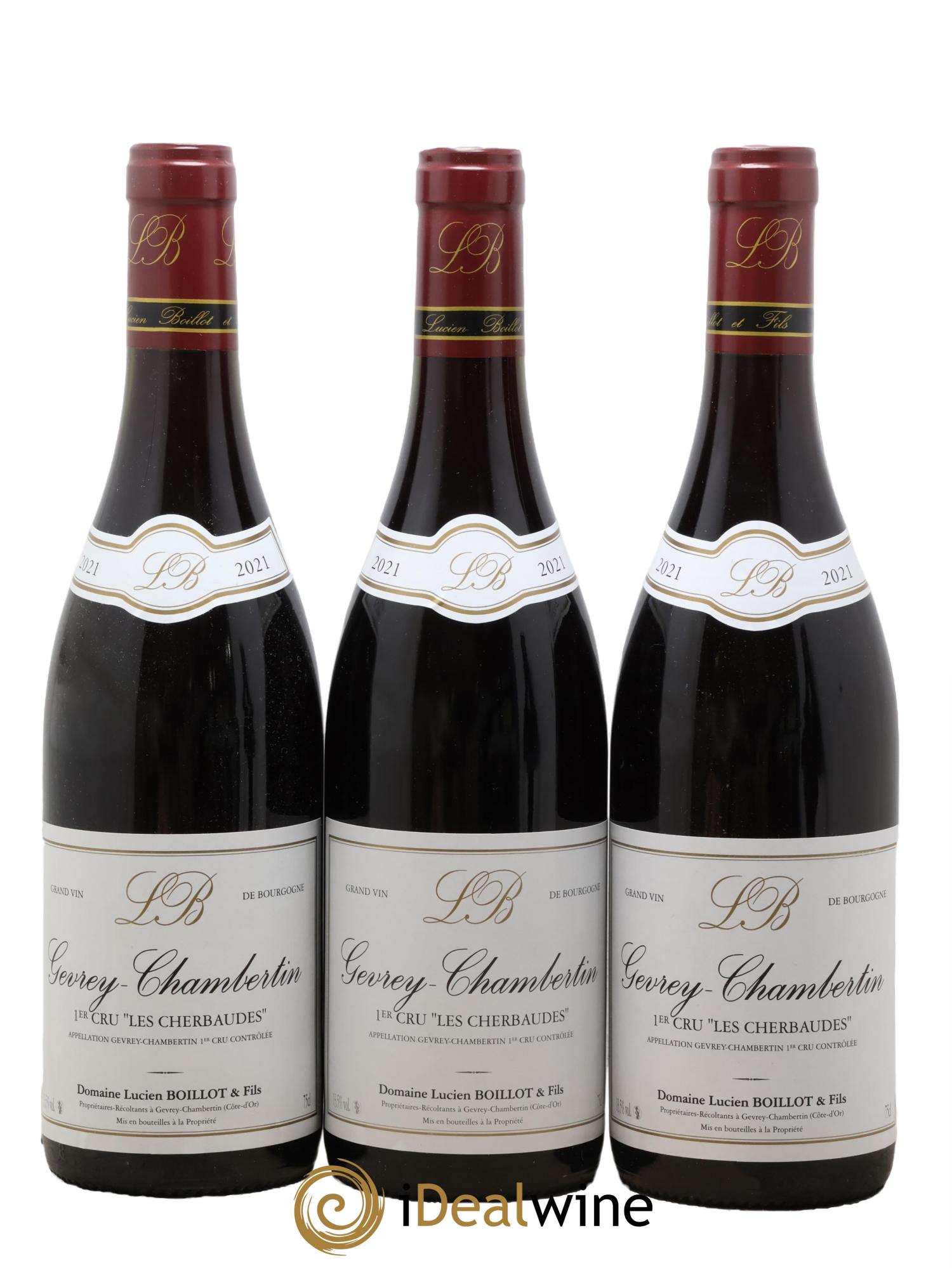 Gevrey-Chambertin 1er Cru Les Cherbaudes Lucien Boillot & Fils (Domaine) 2021 - Lot de 3 bouteilles - 0