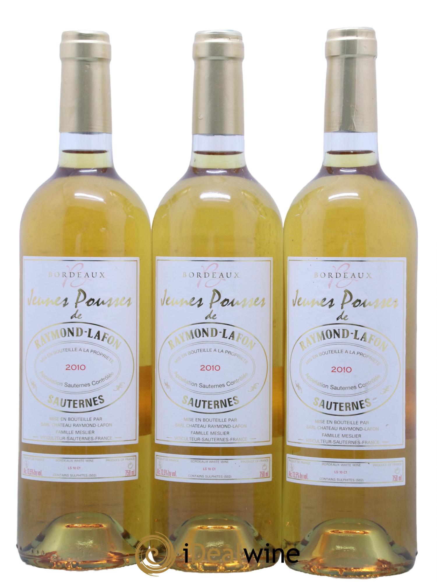 Sauternes Jeunes Pousses Chateau Raymon Lafon 2010 - Lot de 3 bouteilles - 0