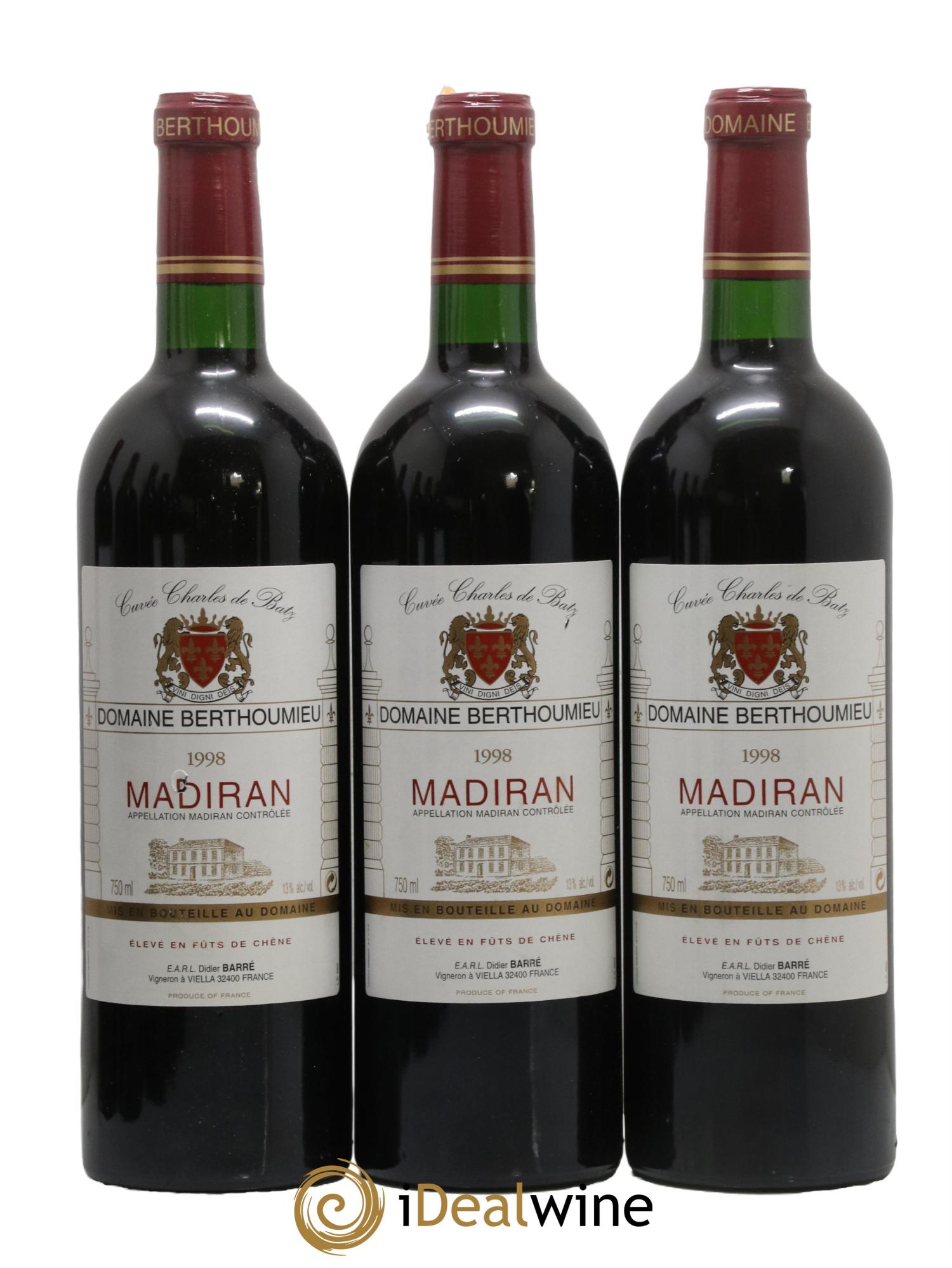 Madiran Cuvée Charles de Batz Domaine Berthoumieu 1998 - Lot de 3 bouteilles - 0