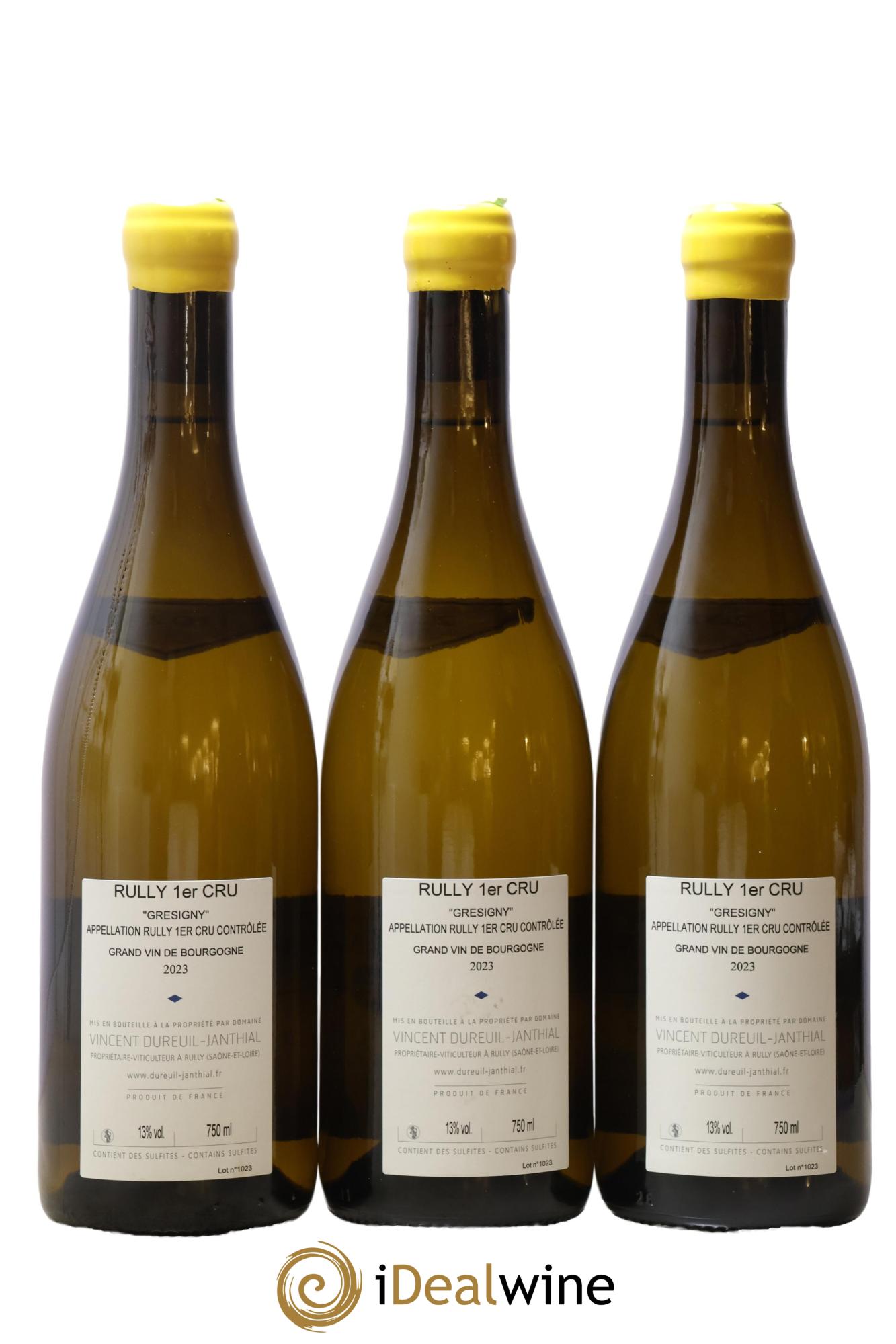 Rully 1er Cru Grésigny Vieilles Vignes Vincent Dureuil-Janthial 2023 - Lot de 3 bouteilles - 1