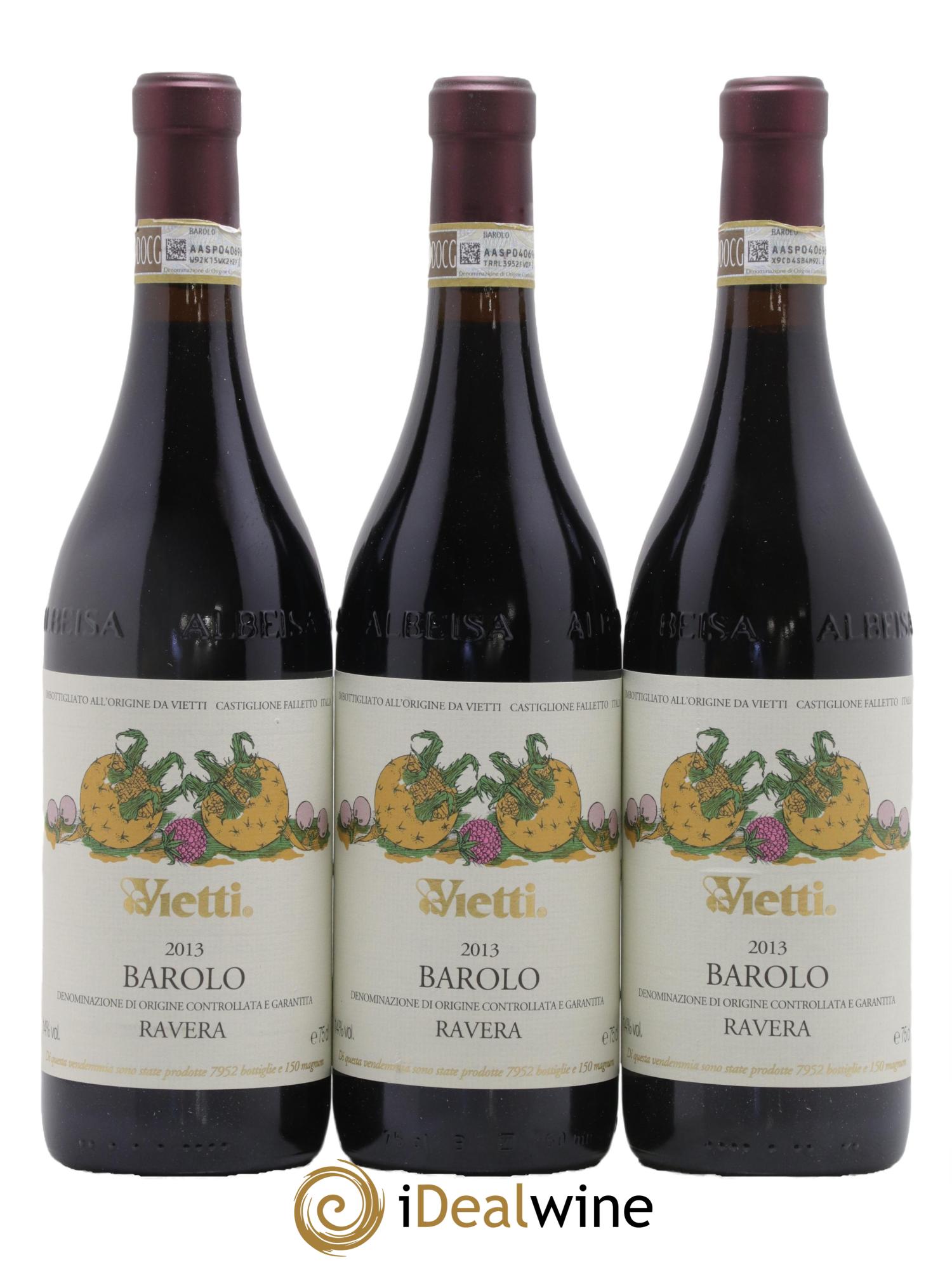 Barolo DOCG Ravera Vietti 2013 - Posten von 3 Flaschen - 0