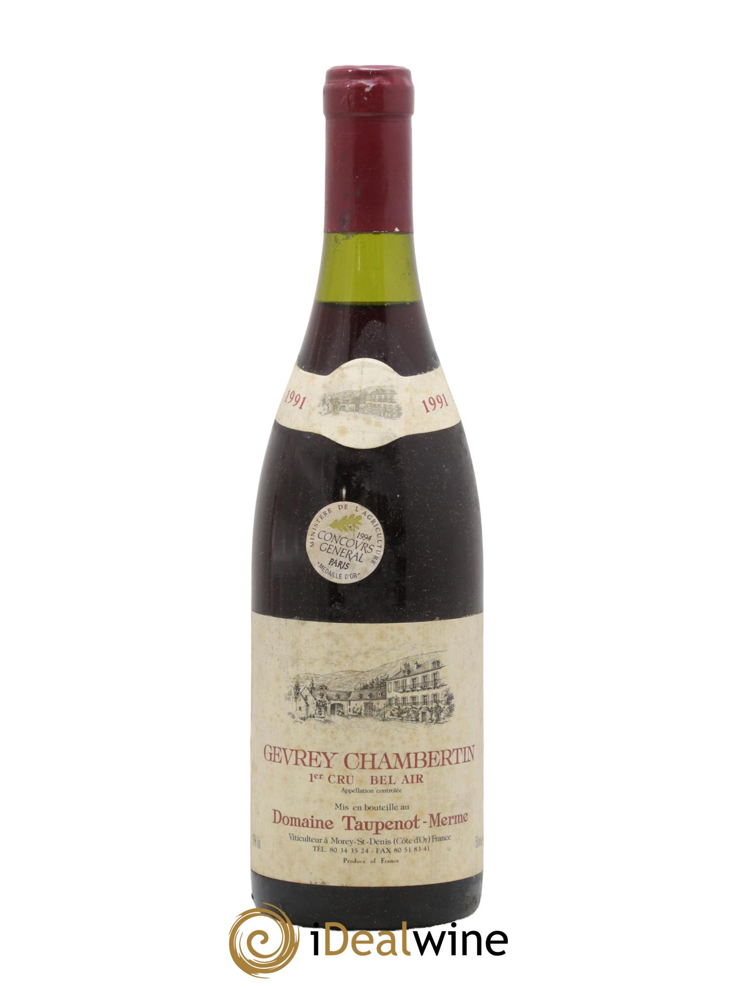 Gevrey-Chambertin 1er Cru Bel Air Taupenot-Merme Bel Air Taupenot Merme 1991 - Lot of 1 bottle - 0