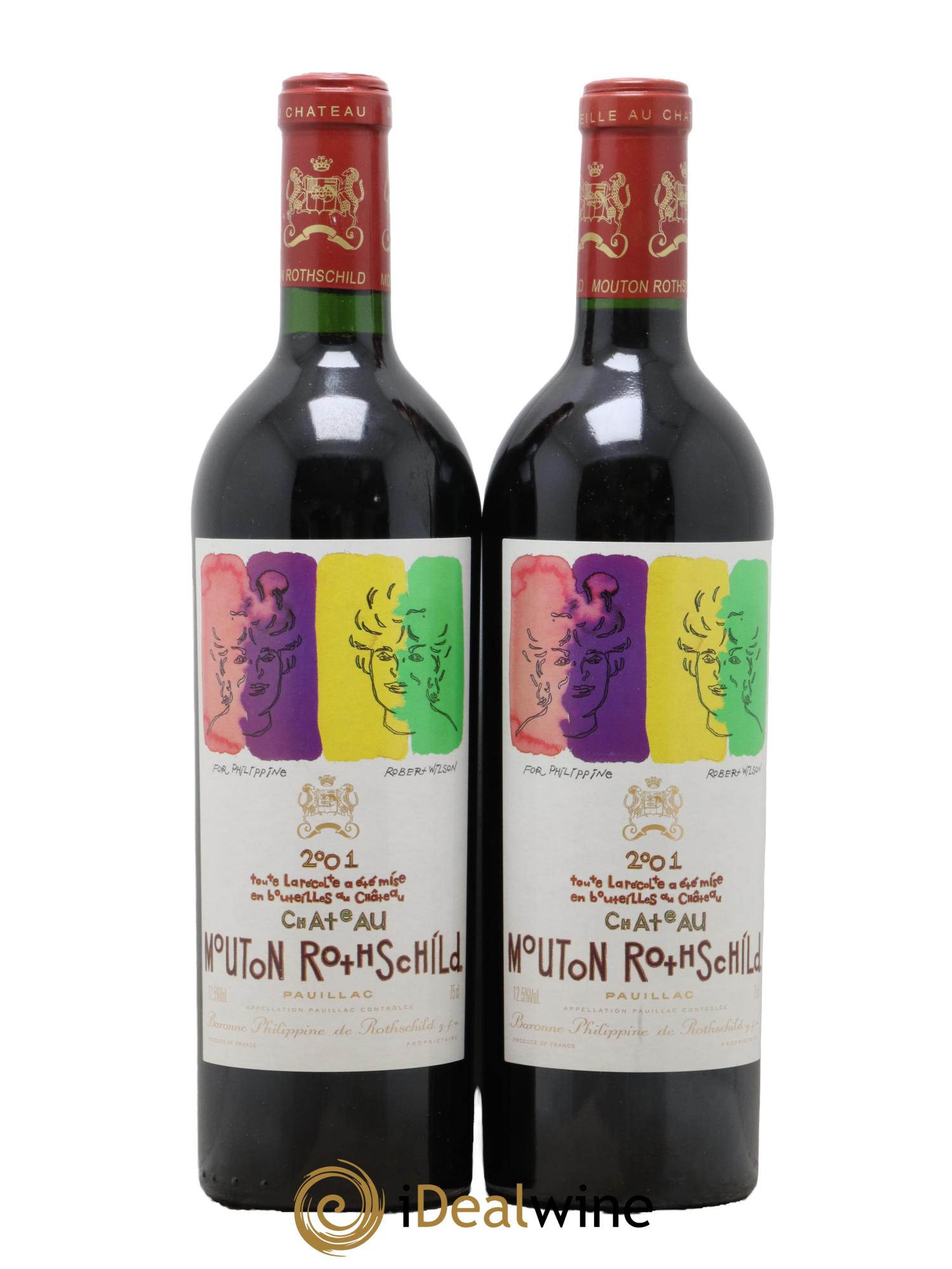 Château Mouton Rothschild 1er Grand Cru Classé 2001 - Lot de 2 bouteilles - 0