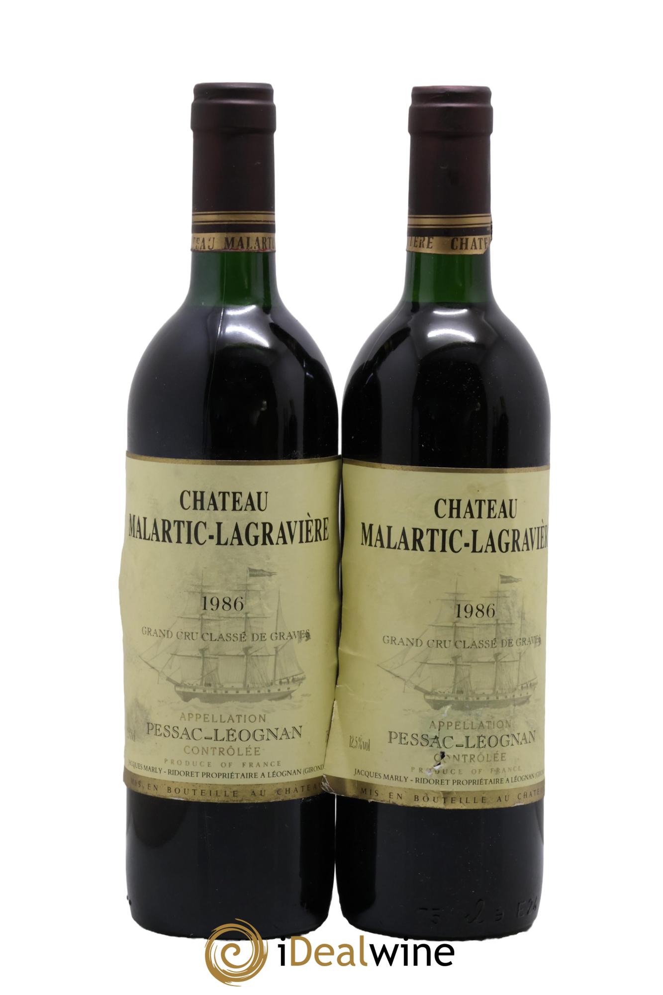 Château Malartic-Lagravière Cru Classé de Graves 1986 - Lot of 2 bottles - 0