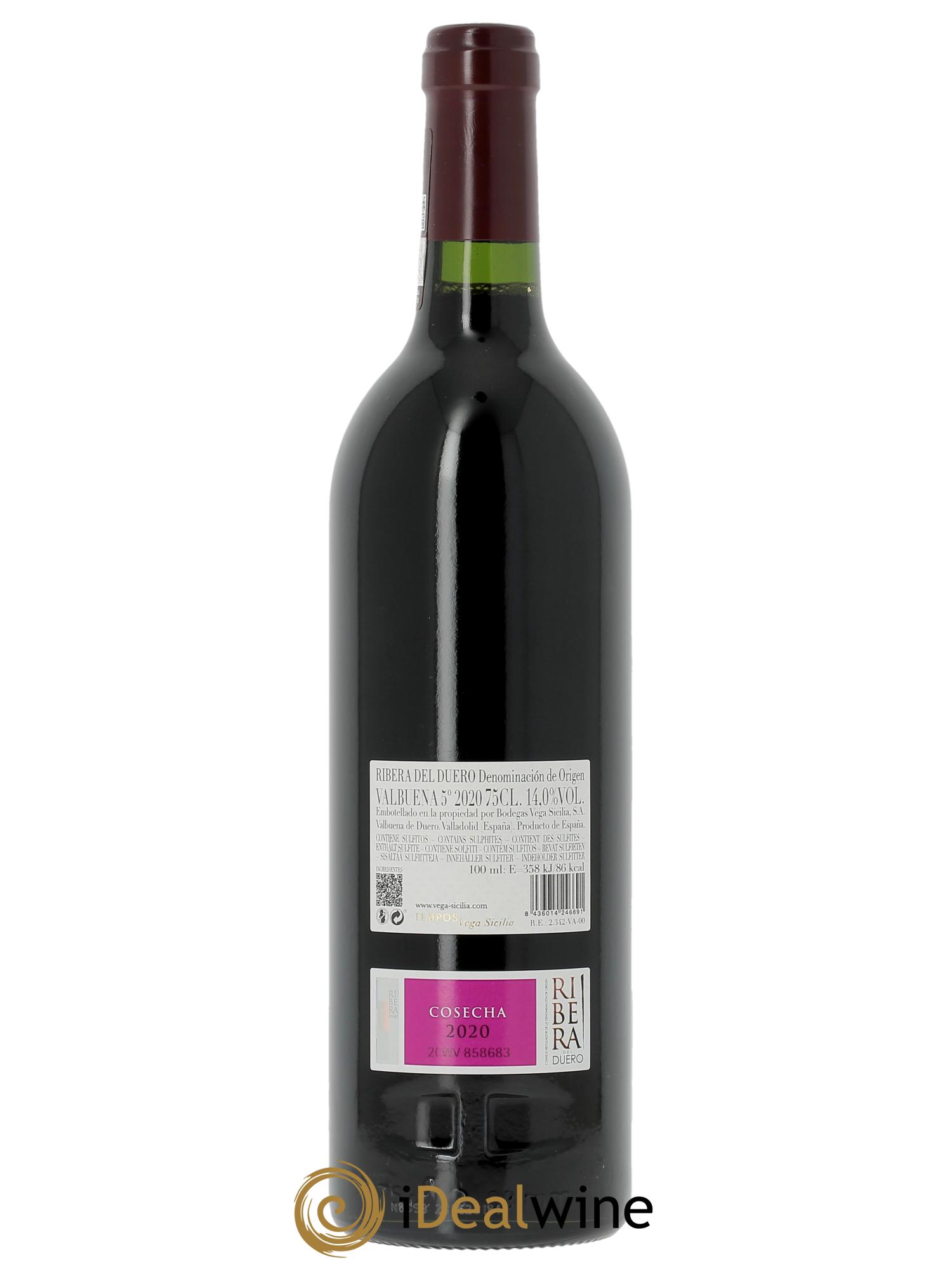 Ribera Del Duero DO Vega Sicilia Valbuena 5 ano Famille Alvarez (Original-holzkiste ab 3 Fl.) 2020 - Posten von 1 Flasche - 1