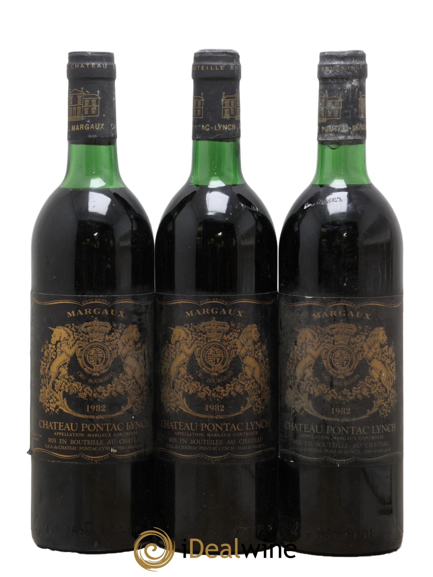 Château Pontac Lynch Cru Bourgeois 1982 - Lot de 3 bouteilles - 0