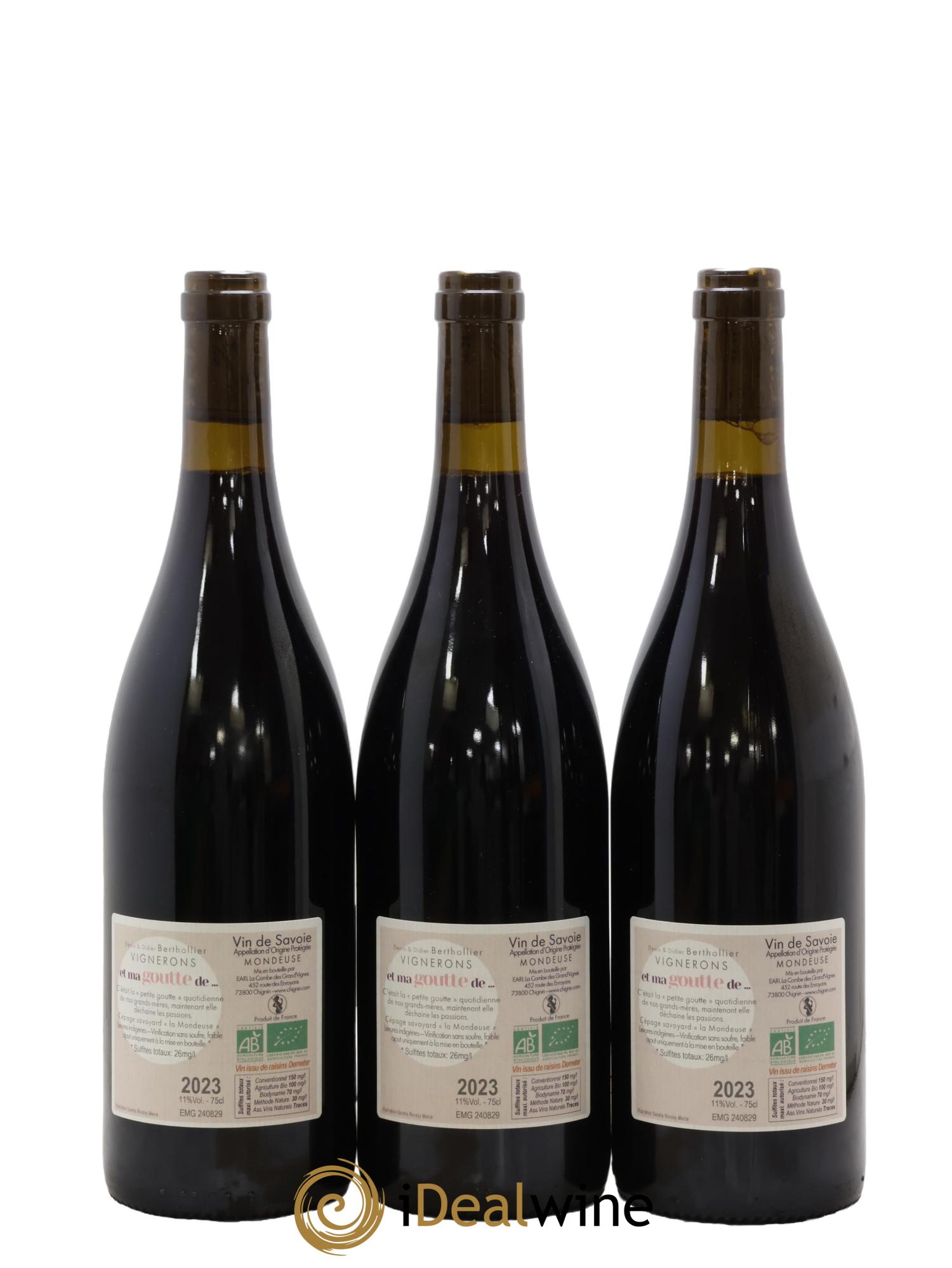 Vin de Savoie Et Ma Goutte Mondeuse Denis & Didier Berthollier 2023 - Lot of 3 bottles - 1