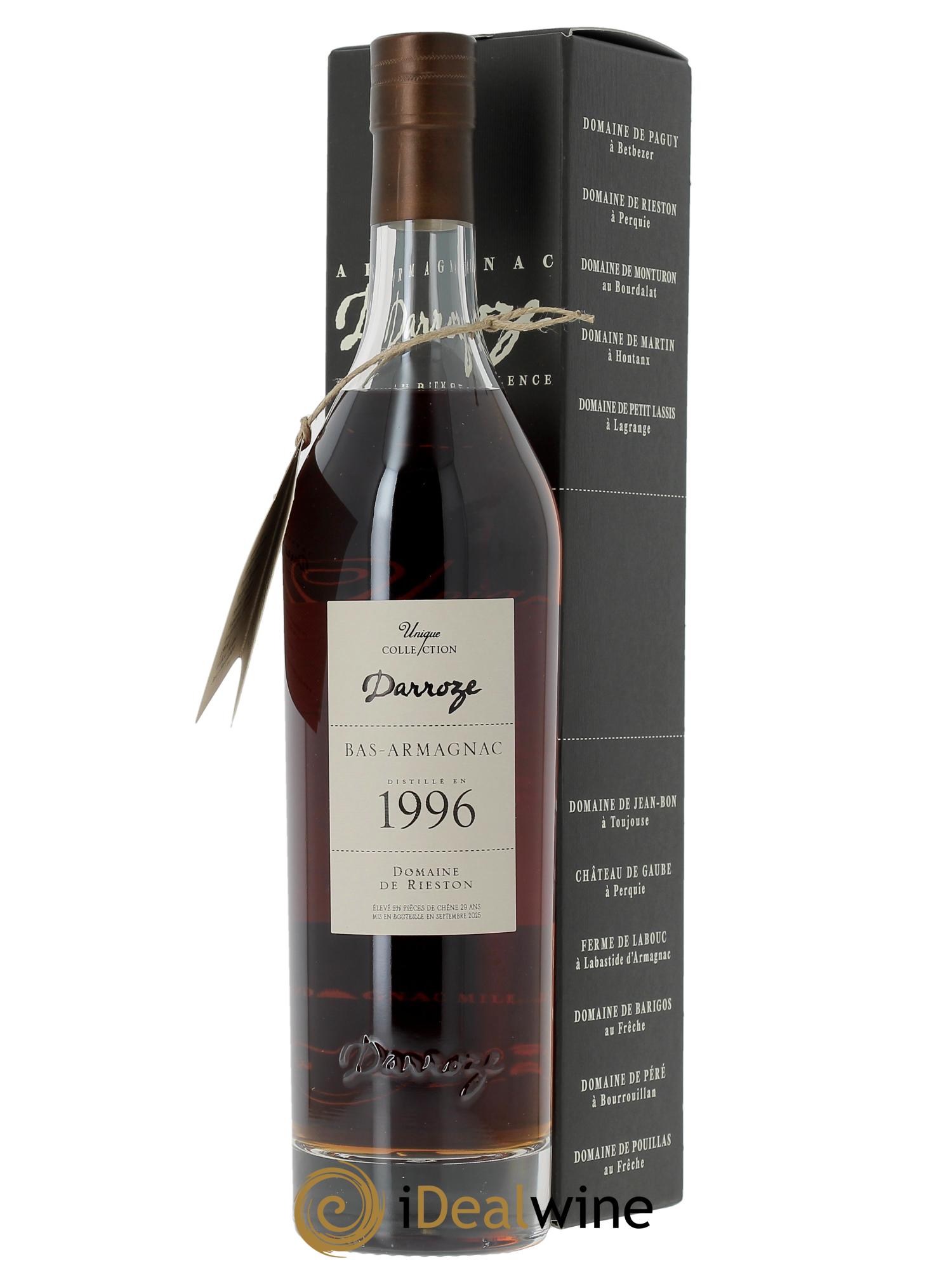Bas-Armagnac Domaine de Rieston (49,5°) Darroze 1996 - Posten von 1 Flasche - 0