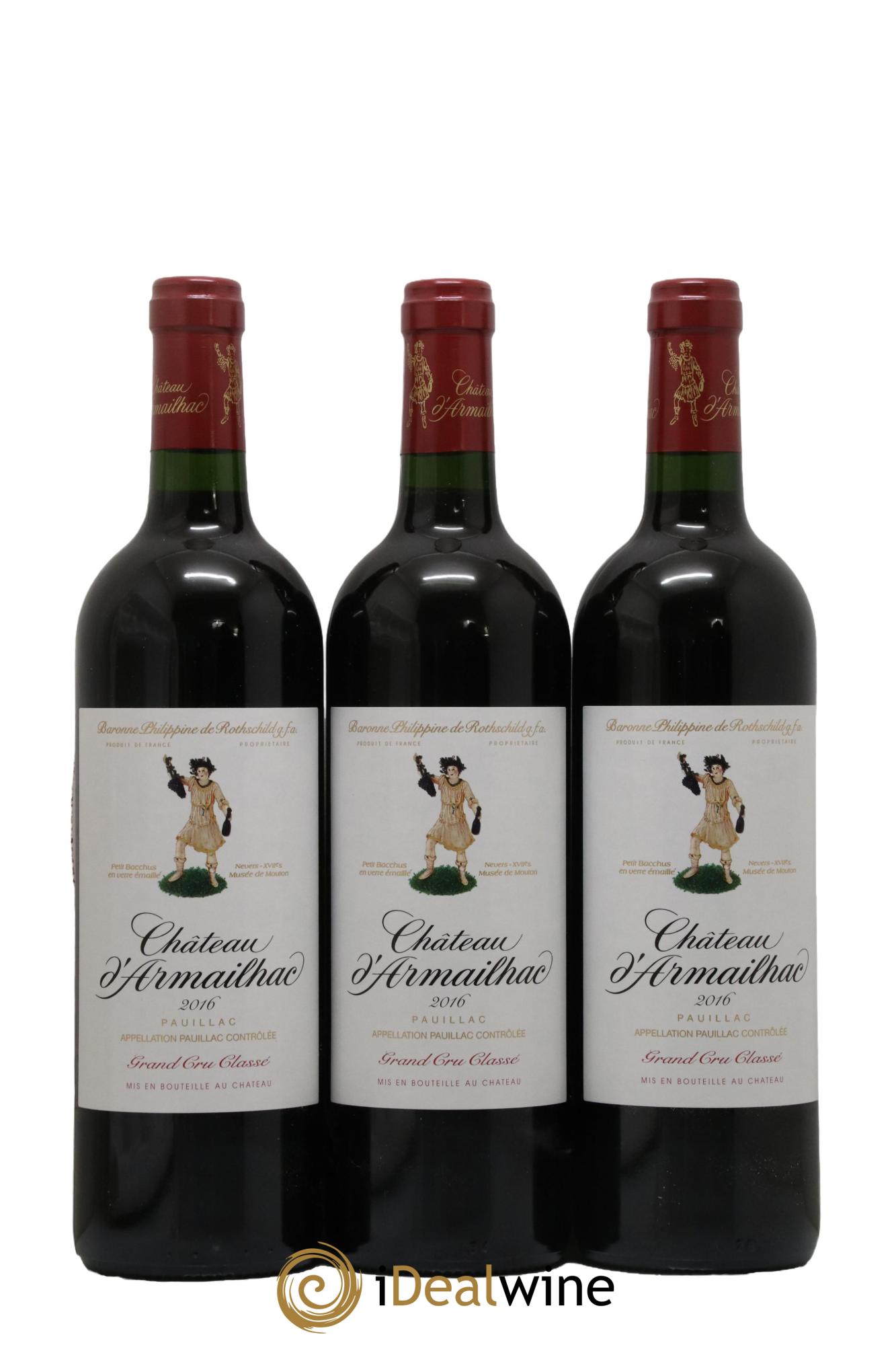 Château d' Armailhac - Mouton Baron(ne) Philippe 5ème Grand Cru Classé 2016 - Lot de 3 bouteilles - 0