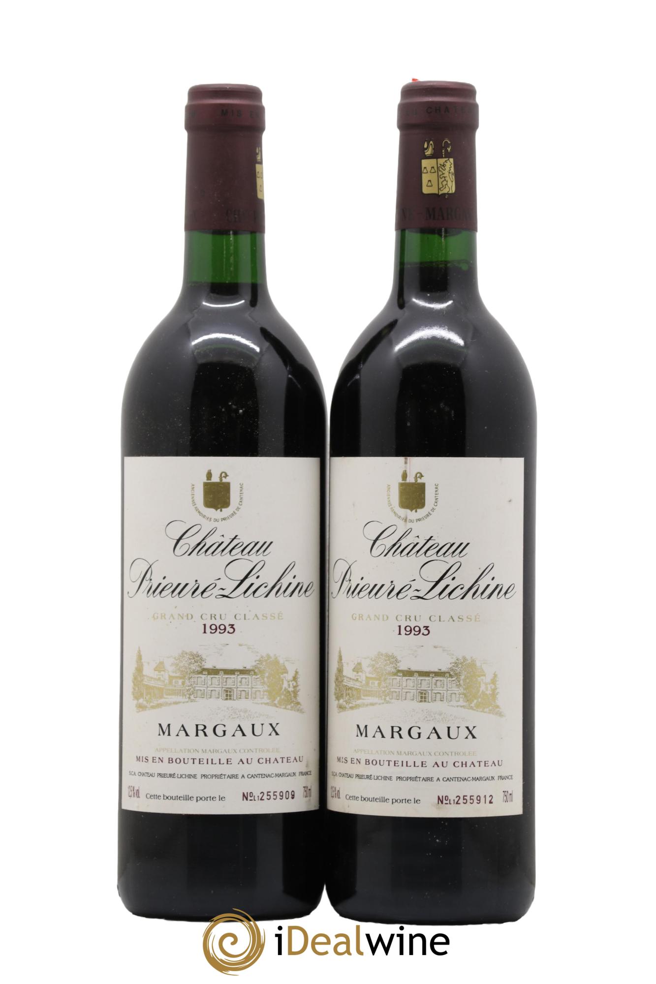 Château Prieuré Lichine 4ème Grand Cru Classé 1993 - Lot de 2 bouteilles - 0