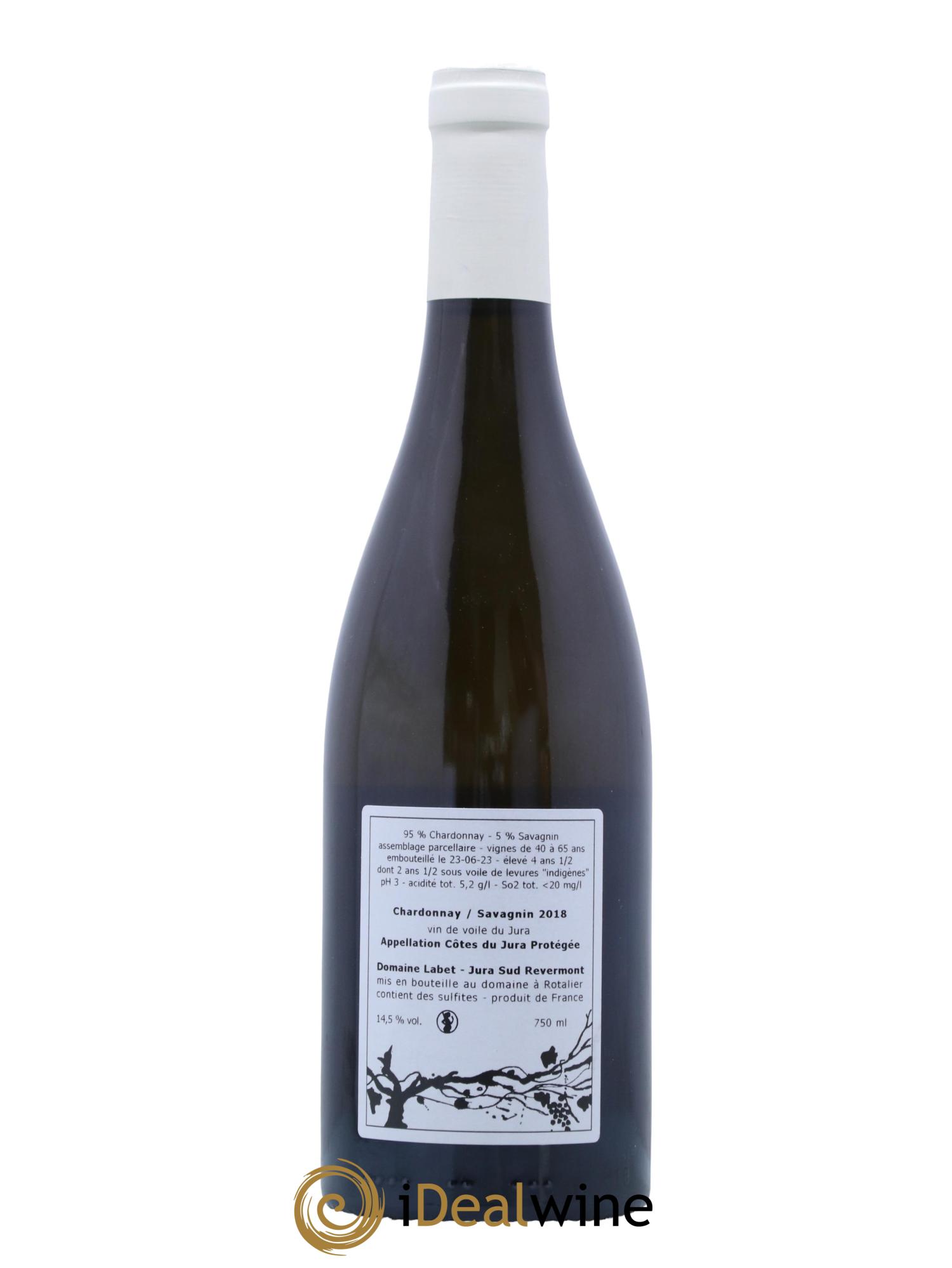 Côtes du Jura Vin de Voile Chardonnay-Savagnin cuvée de garde Romain - Julien - Charline Labet 2018 - Lot de 1 bouteille - 1