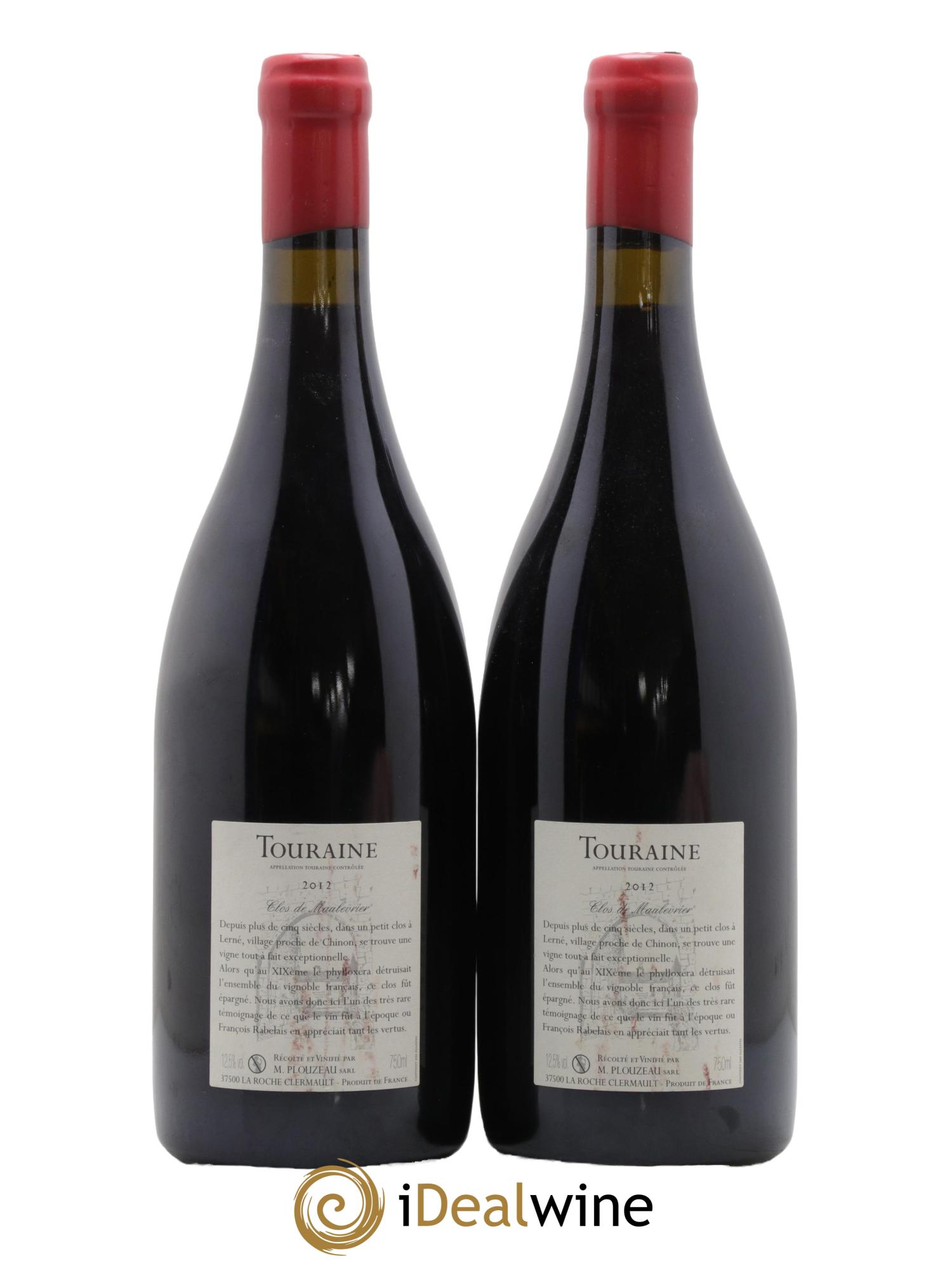 Touraine Clos de Maulevrier Ante Phylloxera Franc de Pied Marc Plouzeau 2012 - Lot of 2 bottles - 1