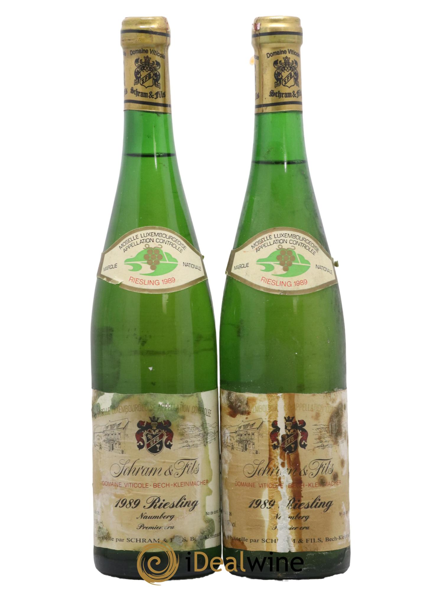 Vins Etrangers Luxembourg Riesling Naumberg 1er cru Schram 1989 - Lot de 2 bouteilles - 0