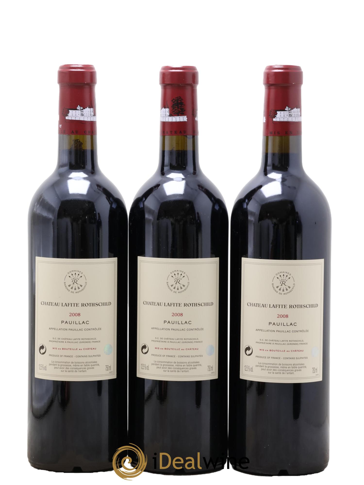 Château Lafite Rothschild 1er Grand Cru Classé 2008 - Lotto di 3 bottiglie - 1