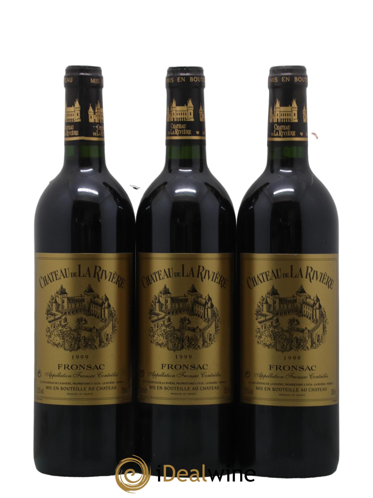 Château de La Rivière 1999 - Lot de 3 bouteilles - 0