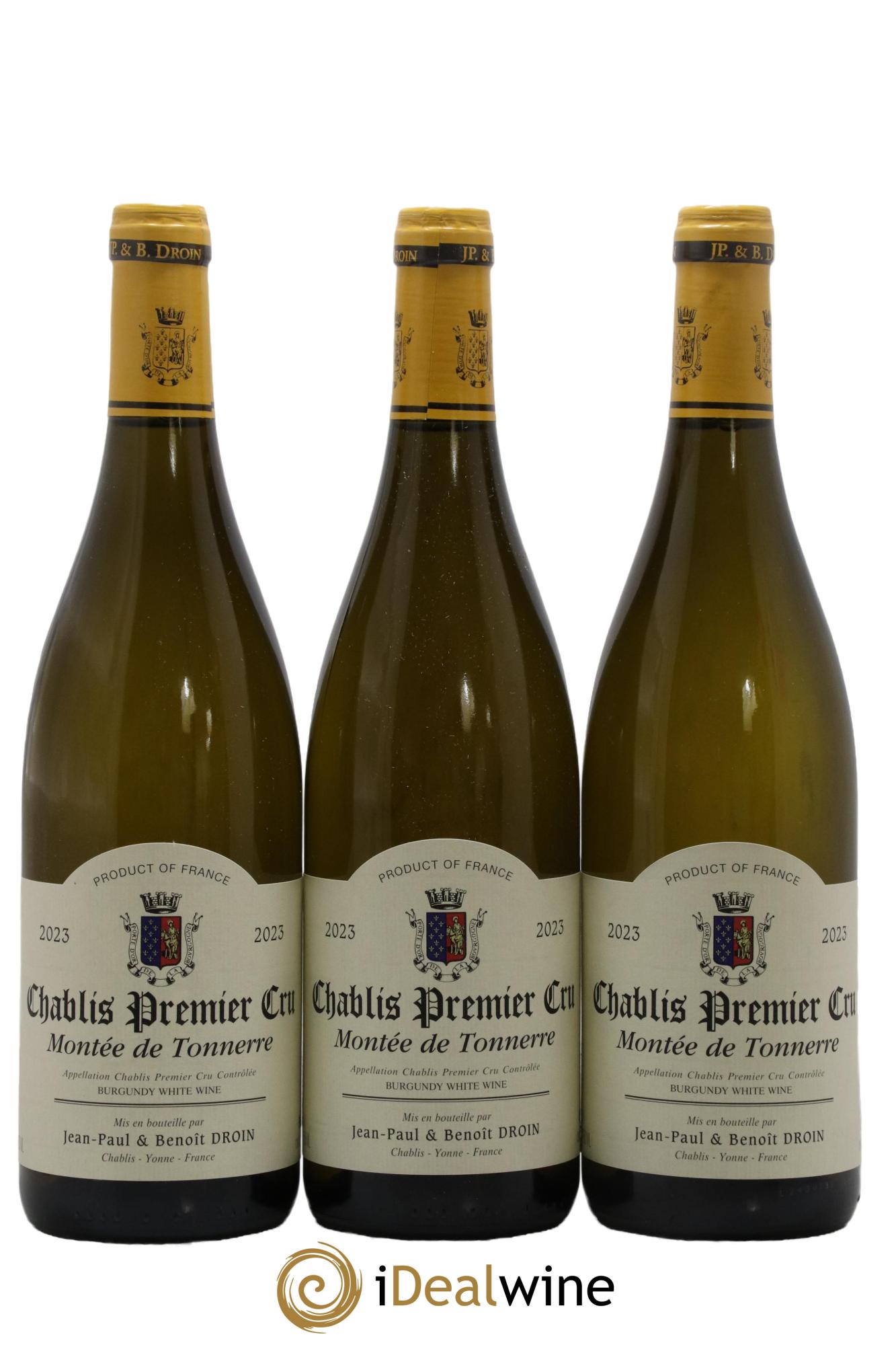 Chablis 1er Cru Montée de Tonnerre Jean-Paul & Benoît Droin (Domaine) 2023 - Lotto di 3 bottiglie - 0