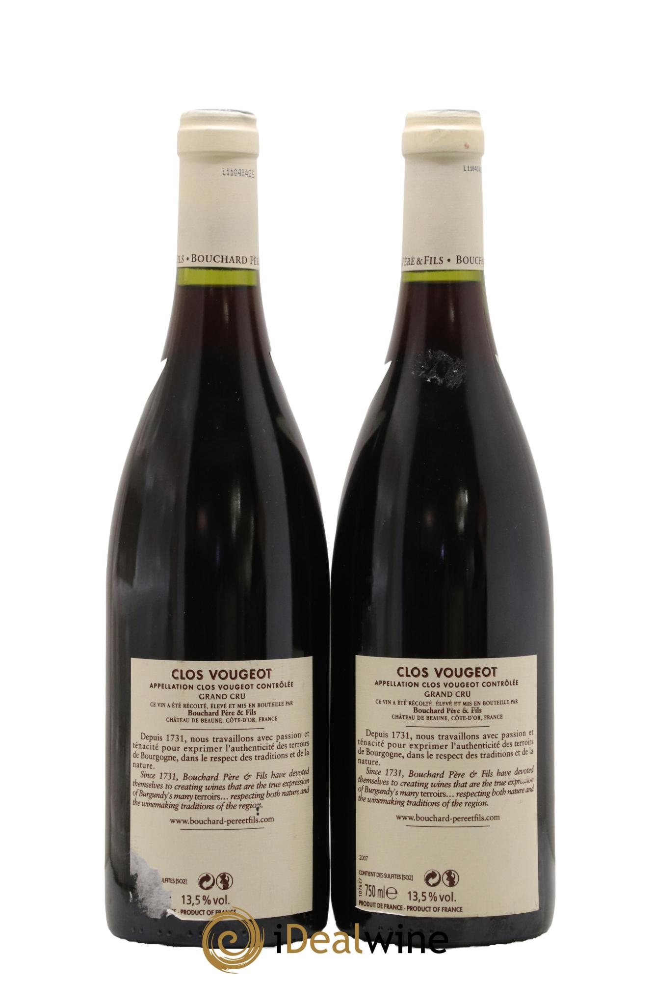 Clos de Vougeot Grand Cru Bouchard Père & Fils 2007 - Lot of 2 bottles - 1