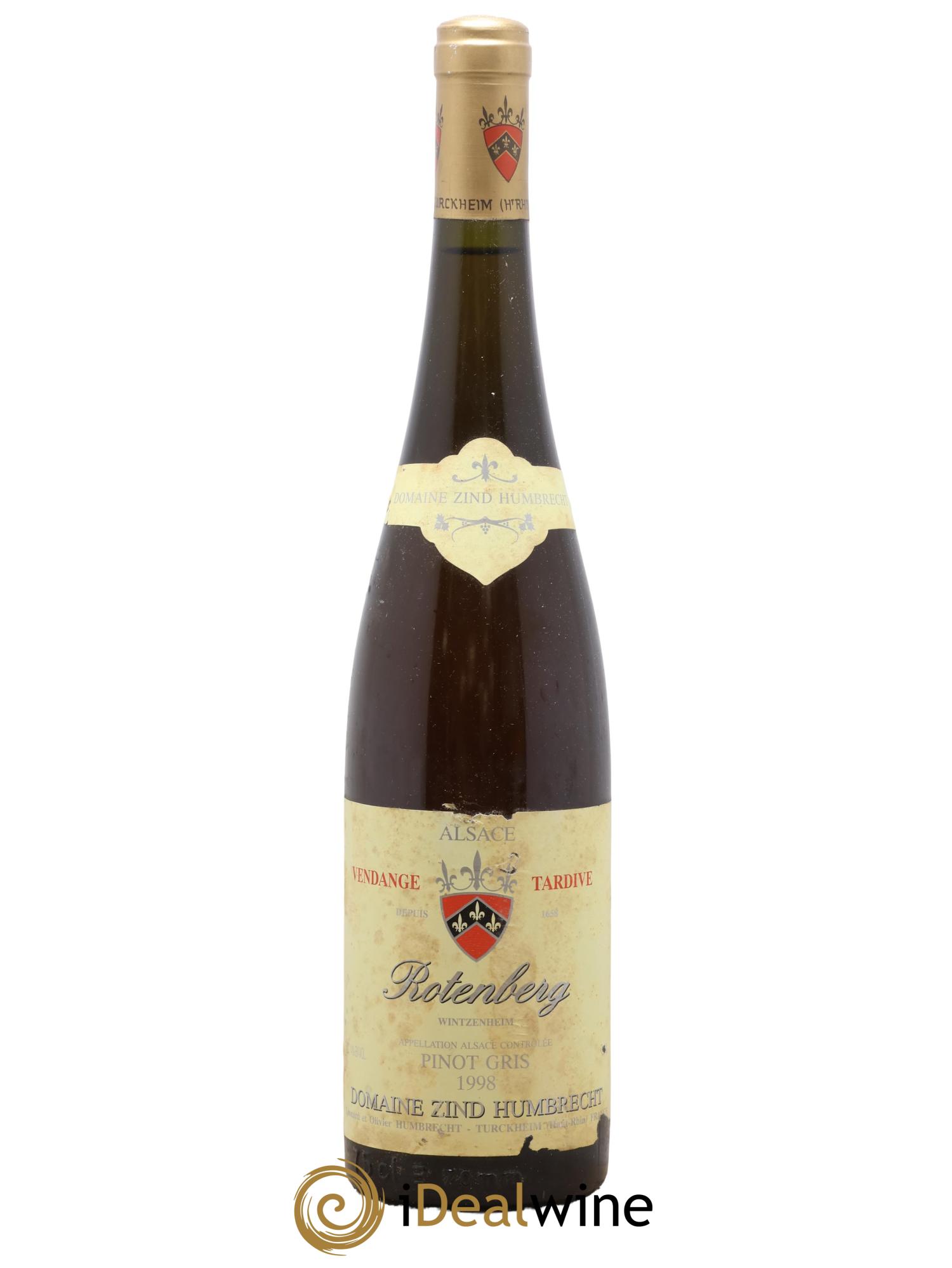 Alsace Pinot Gris Rotenberg Vendanges Tardives Zind Humbrecht 1998 - Posten von 1 Flasche - 0