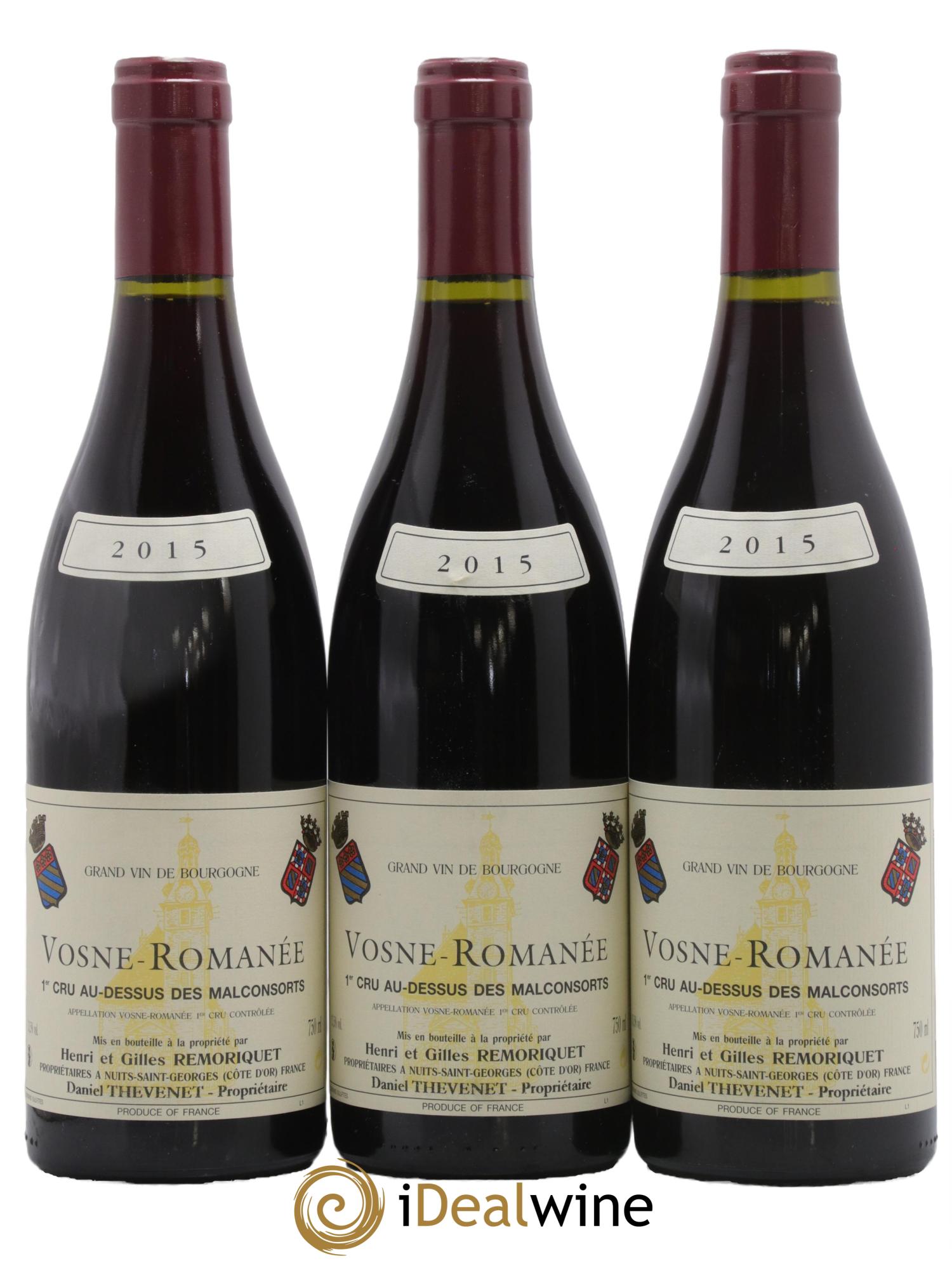 Vosne-Romanée 1er Cru Au Dessus des Malconsorts Gilles Remoriquet 2015 - Lot de 3 bouteilles - 0