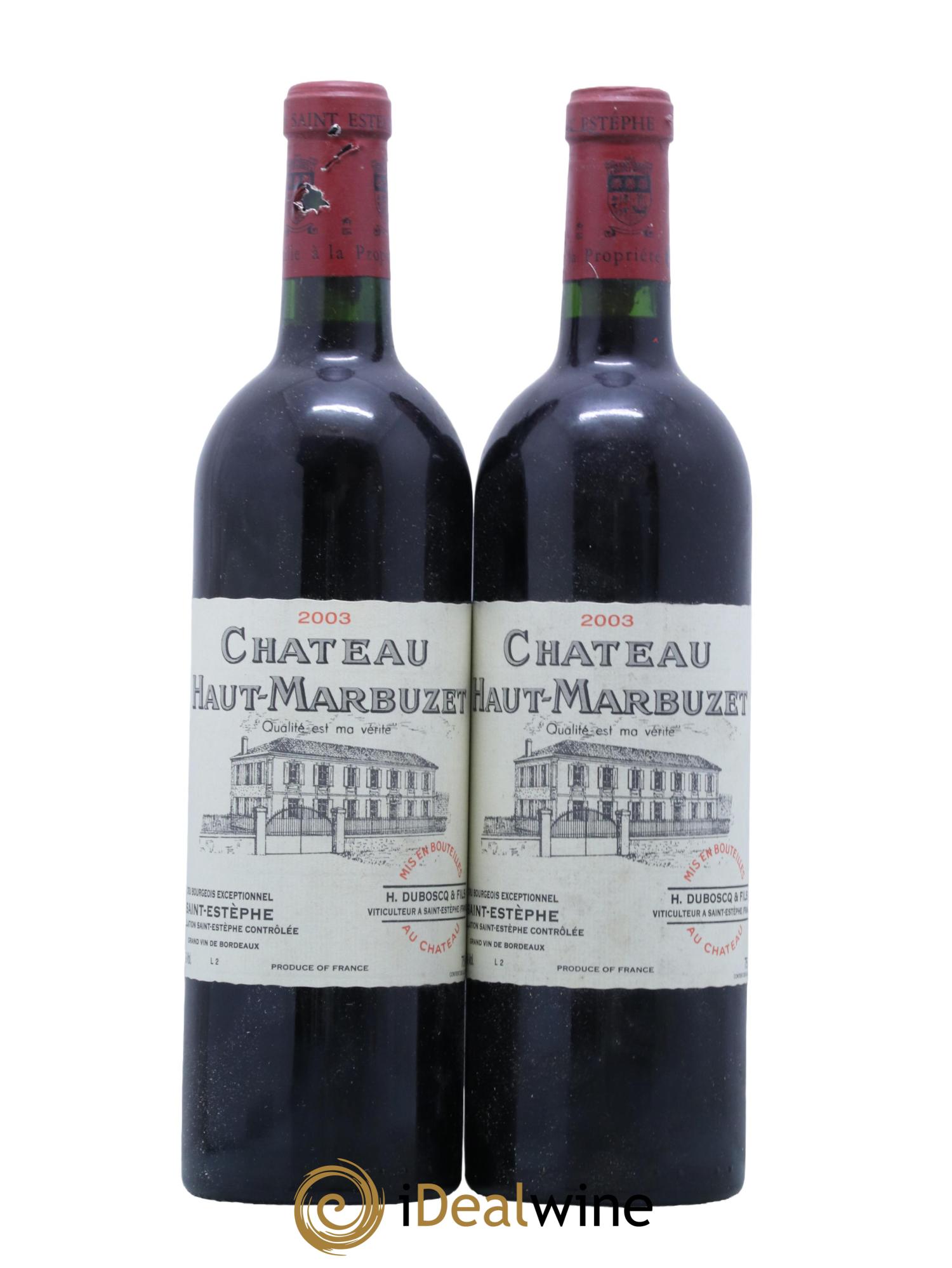 Château Haut Marbuzet 2003 - Lot de 2 bouteilles - 0