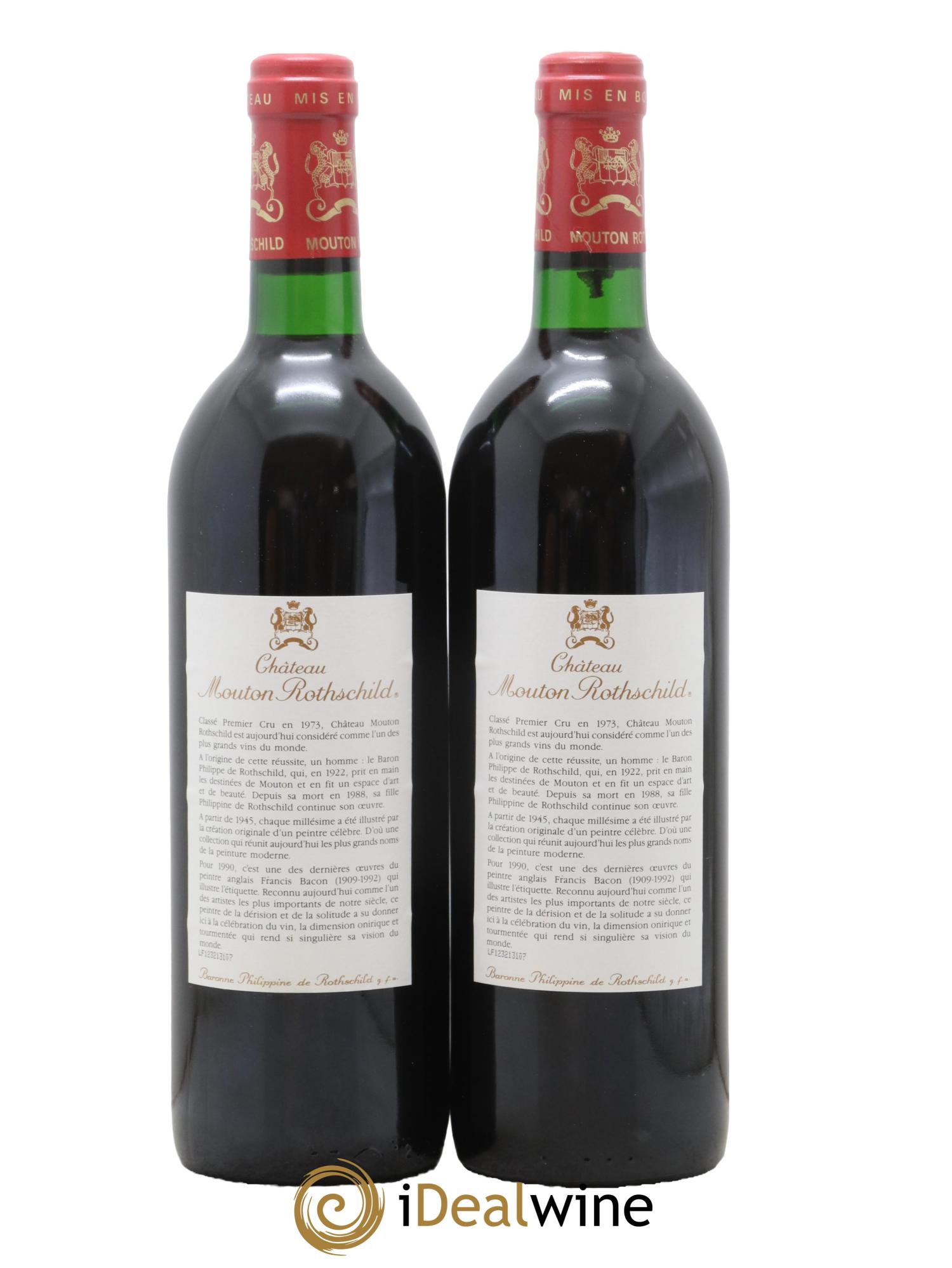 Château Mouton Rothschild 1er Grand Cru Classé 1990 - Lotto di 2 bottiglie - 1