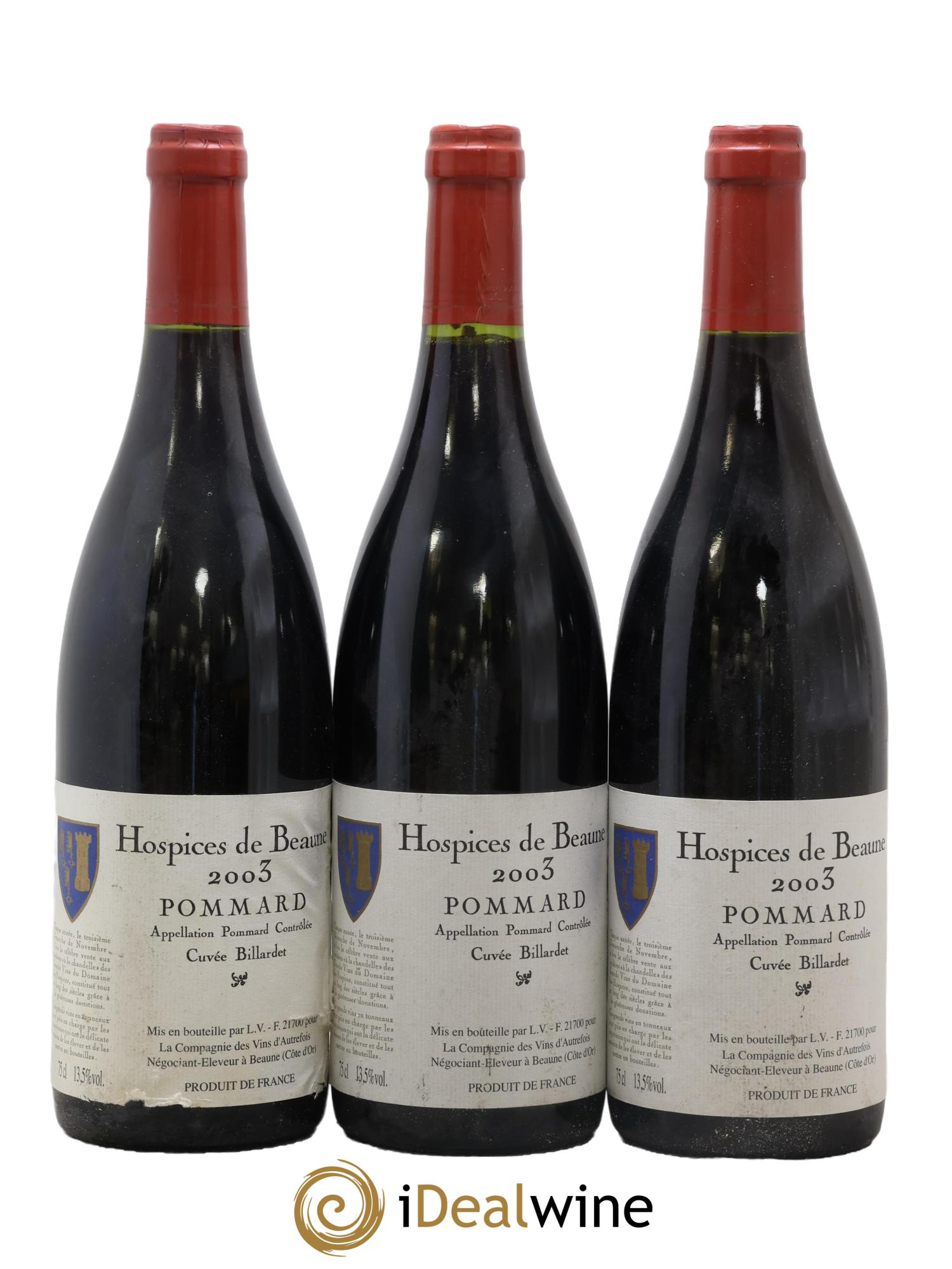 Pommard Cuvee Billardet Hospices de Beaune LV 2003 - Posten von 3 Flaschen - 0