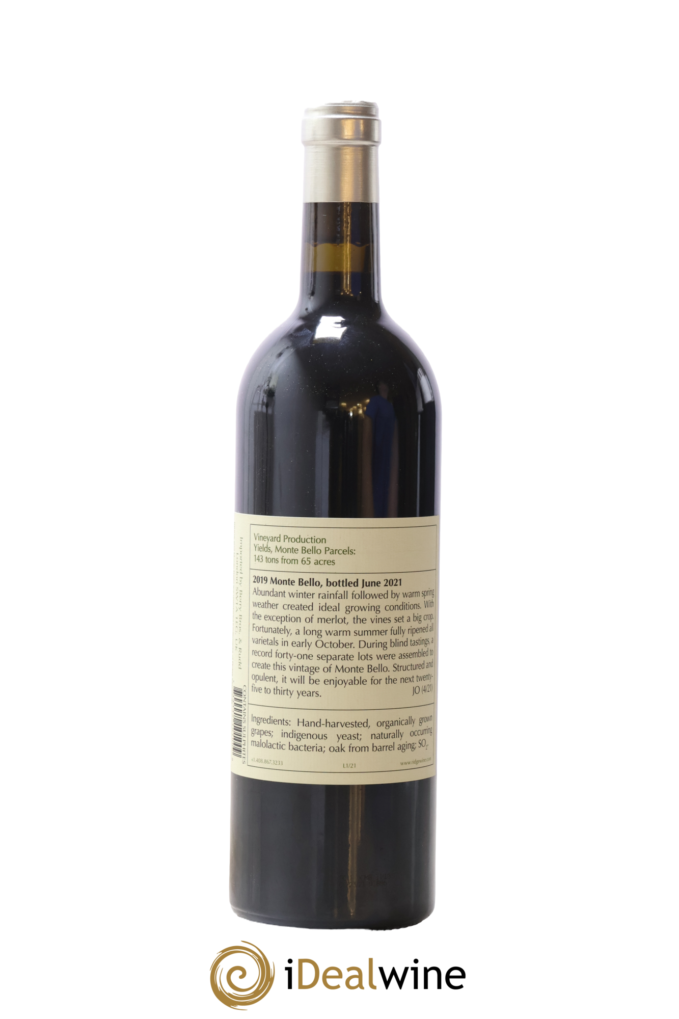 Santa Cruz Mountains Monte Bello Ridge Vineyards 2019 - Posten von 1 Flasche - 1