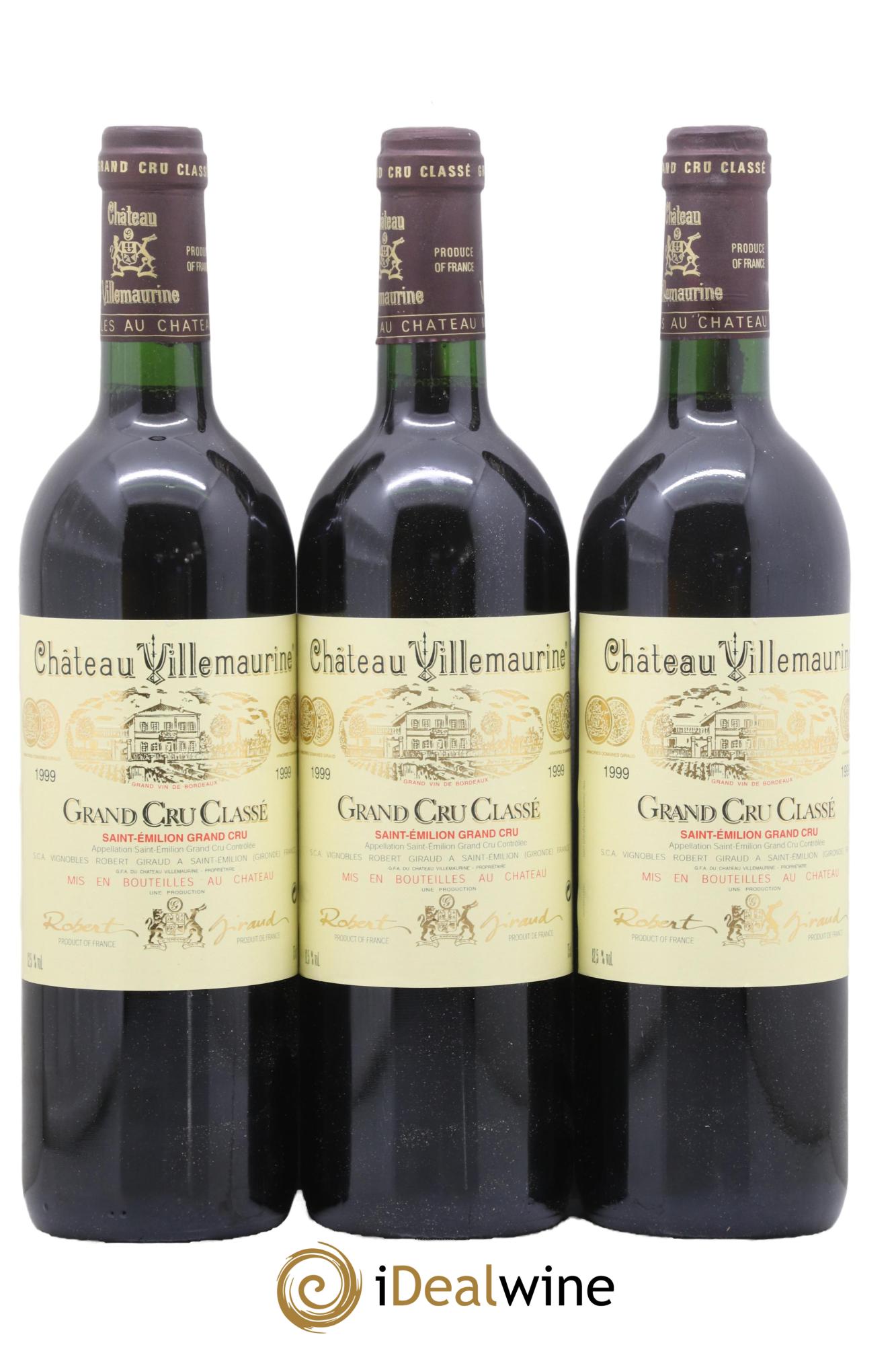 Saint-Émilion Château Villemaurinne 1999 - Lot de 3 bouteilles - 0