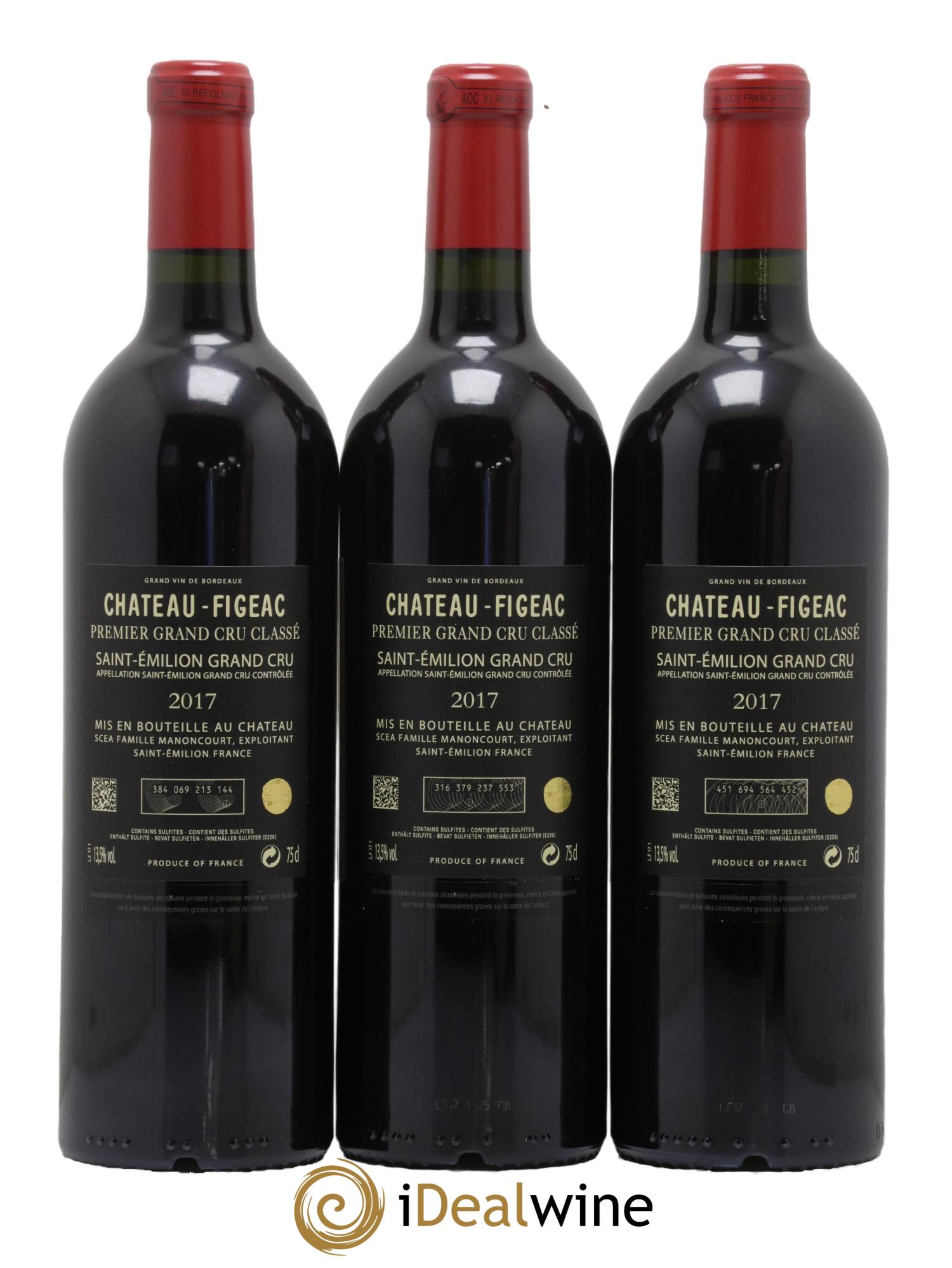 Château Figeac 1er Grand Cru Classé A 2017 - Lot de 3 bouteilles - 1