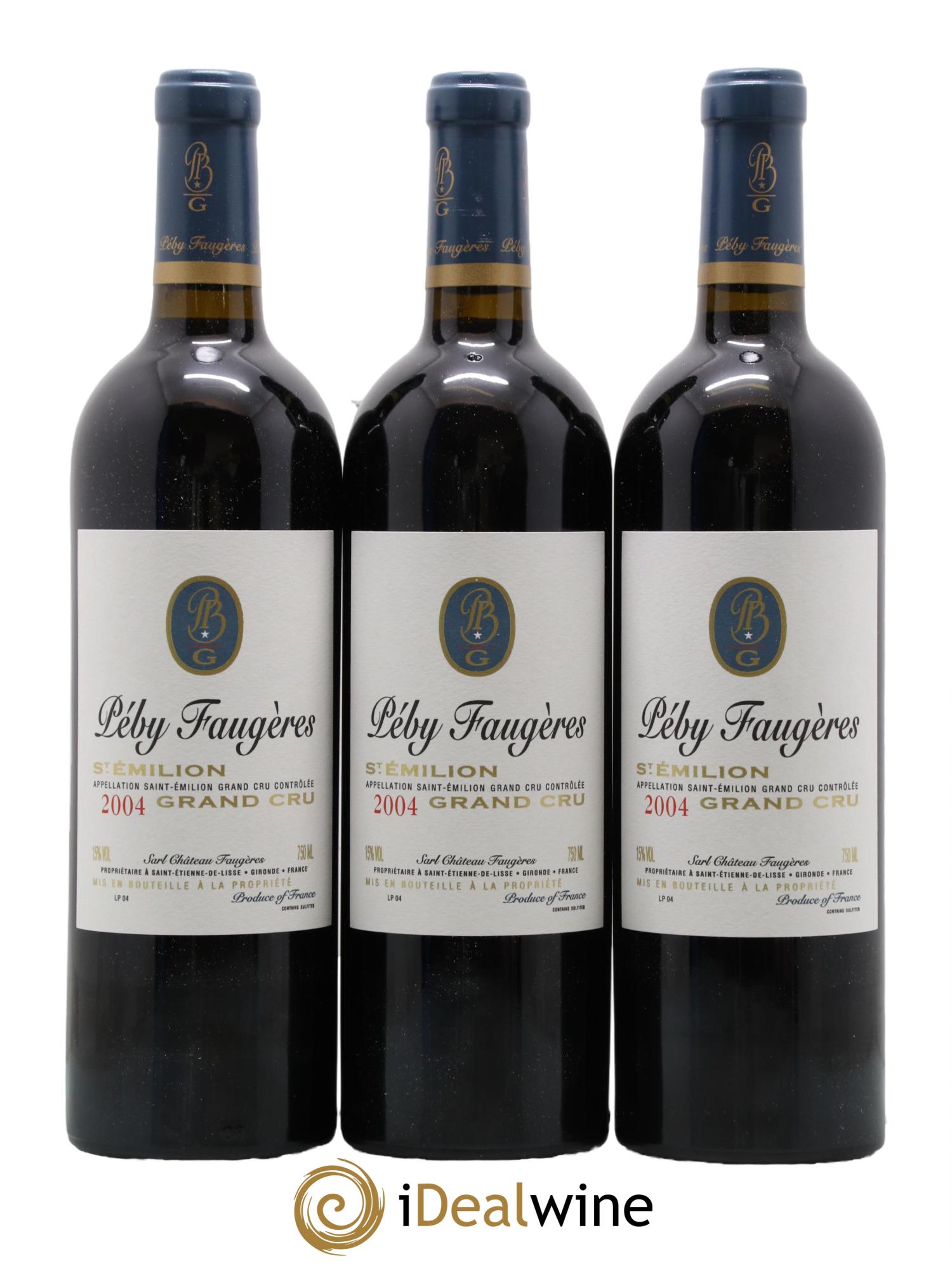 Château Péby Faugères Grand Cru Classé 2004 - Lot de 3 bouteilles - 1