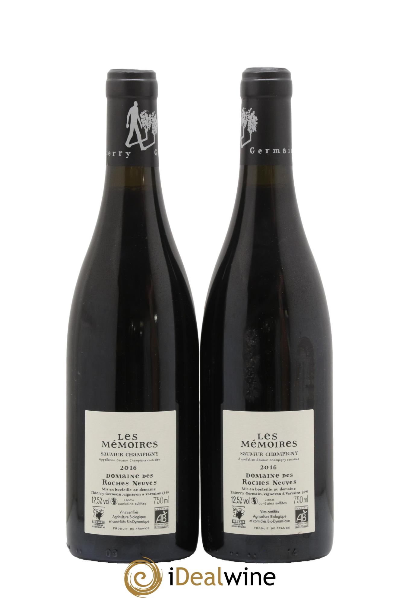 Saumur-Champigny Les Mémoires Domaine des Roches Neuves - Thierry Germain 2016 - Lot de 2 bouteilles - 1