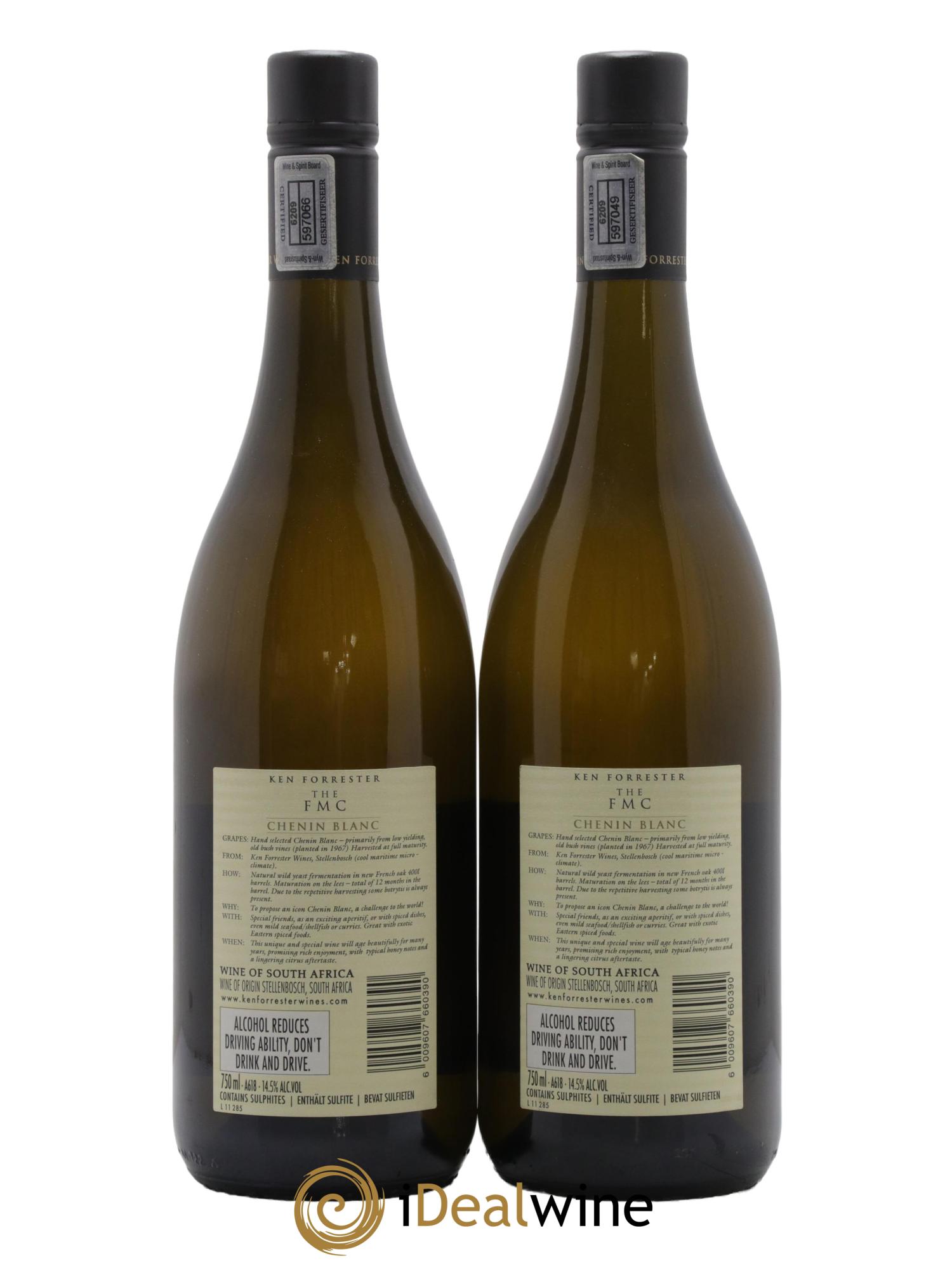Afrique du Sud The FMC  Chenin Blanc Stellenbosch Ken Forrester Vineyards 2010 - Posten von 2 Flaschen - 1