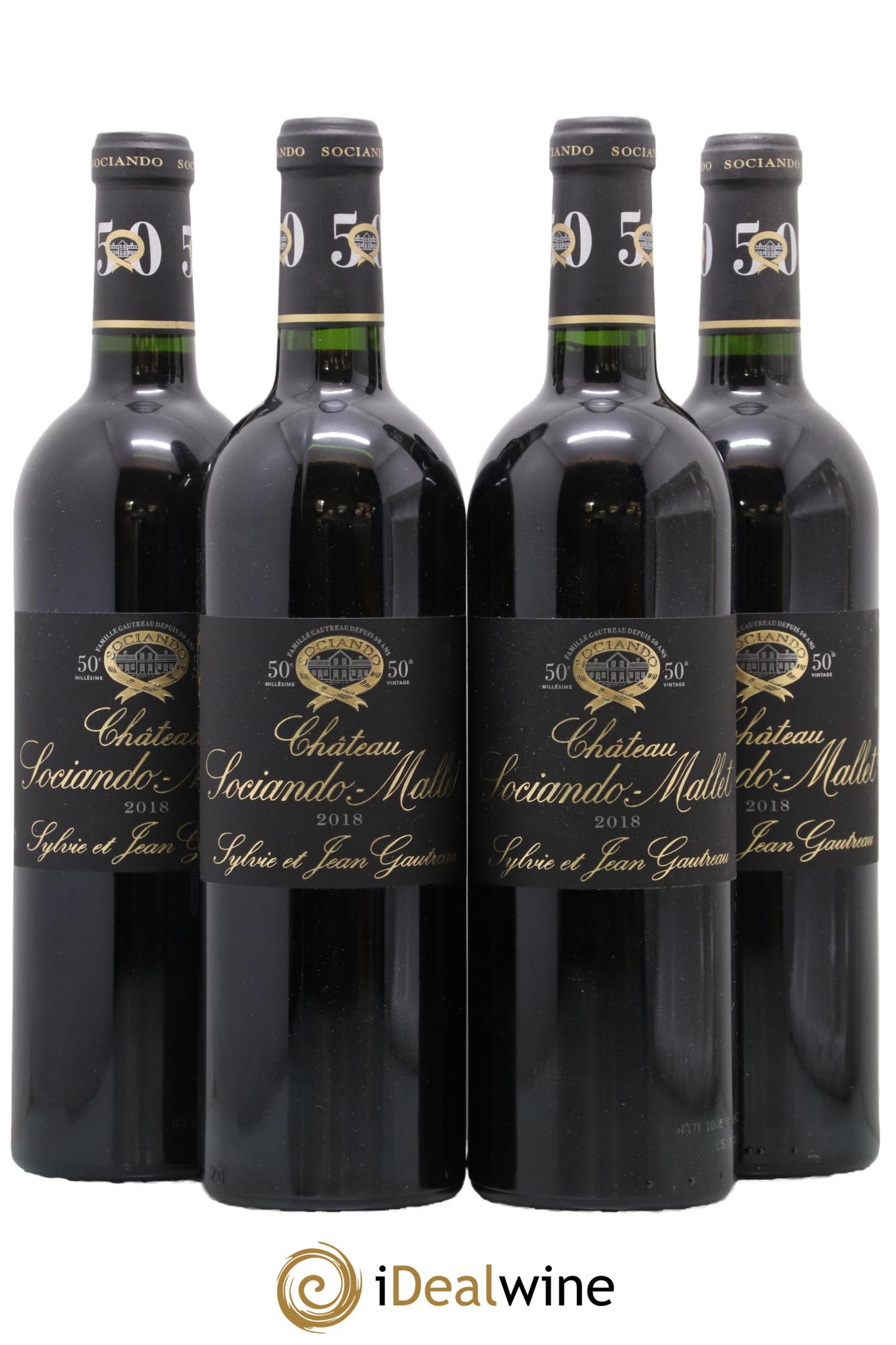 Château Sociando Mallet 2018 - Lotto di 4 bottiglie - 0