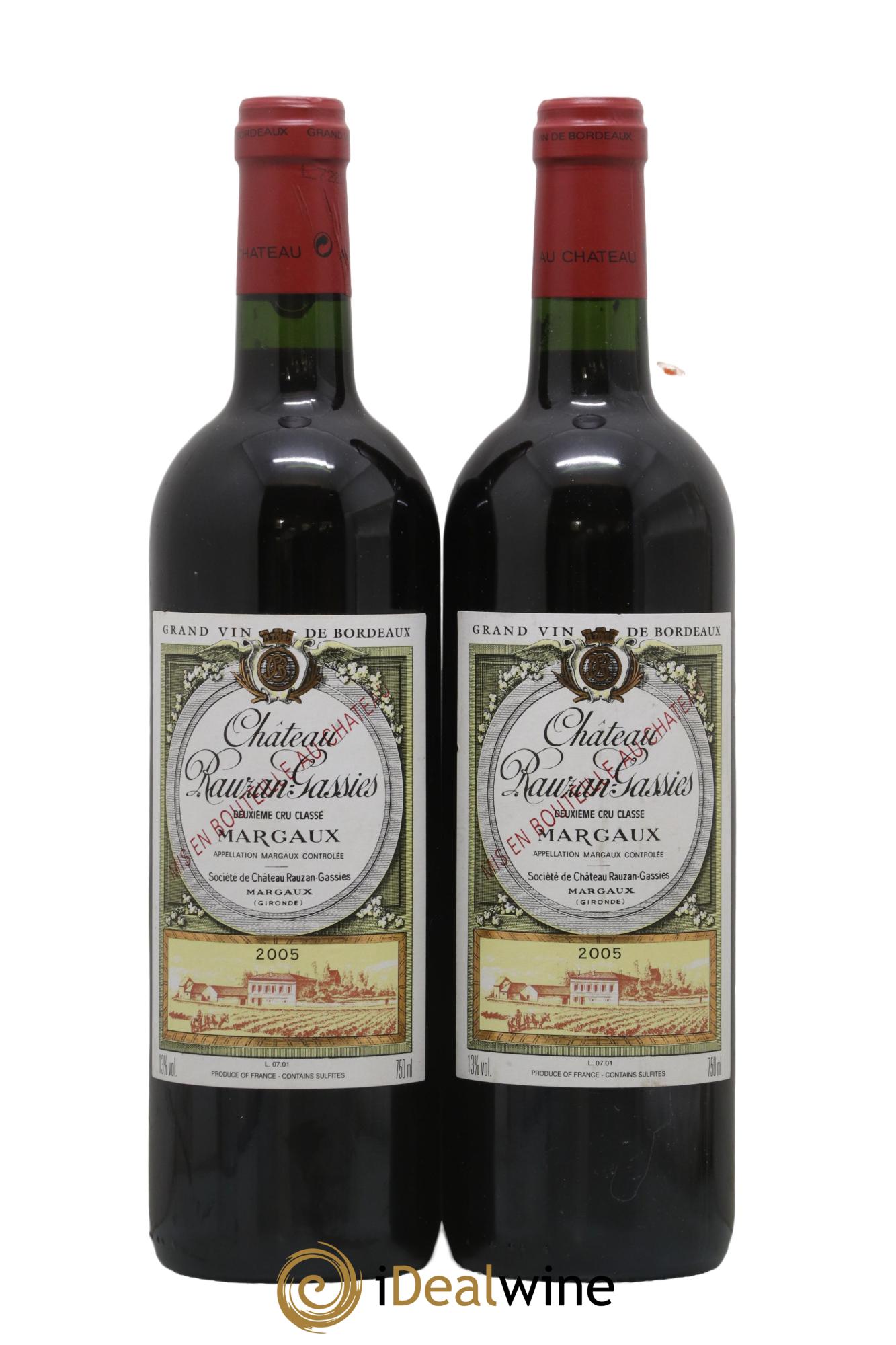 Château Rauzan-Gassies 2ème Grand Cru Classé 2005 - Lotto di 2 bottiglie - 0