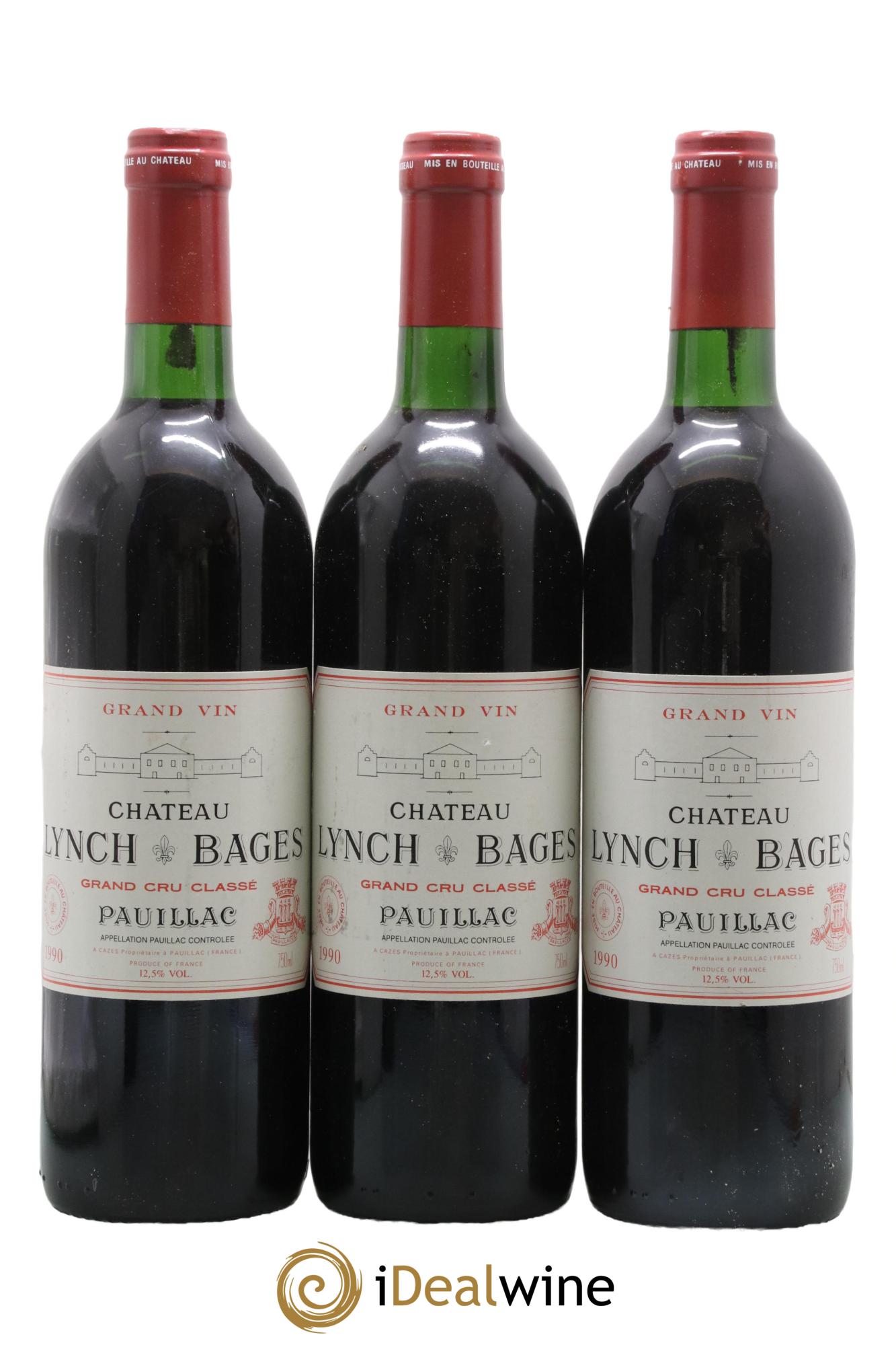 Château Lynch Bages 5ème Grand Cru Classé 1990 - Lot de 3 bouteilles - 0