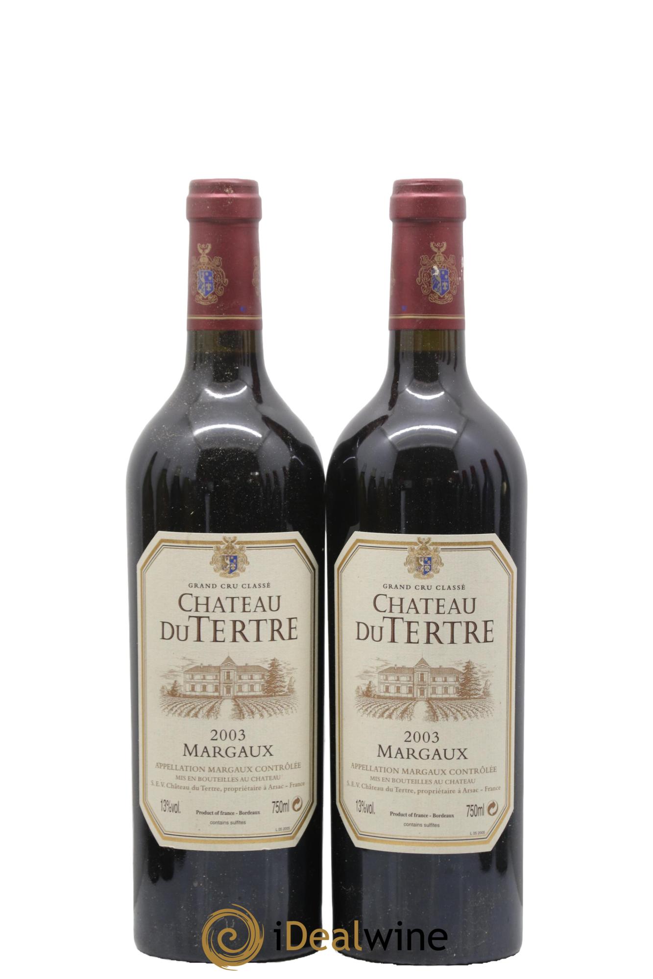 Château du Tertre 5ème Grand Cru Classé 2003 - Lotto di 2 bottiglie - 0