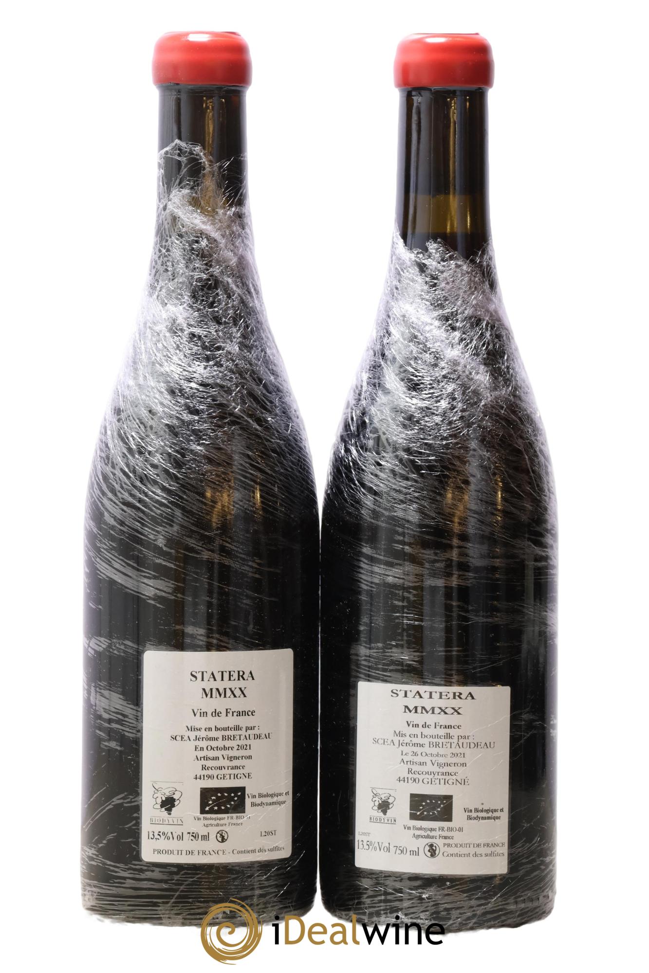 Vin de France Statera Jérôme Bretaudeau - Domaine de Bellevue 2020 - Lot of 2 bottles - 1