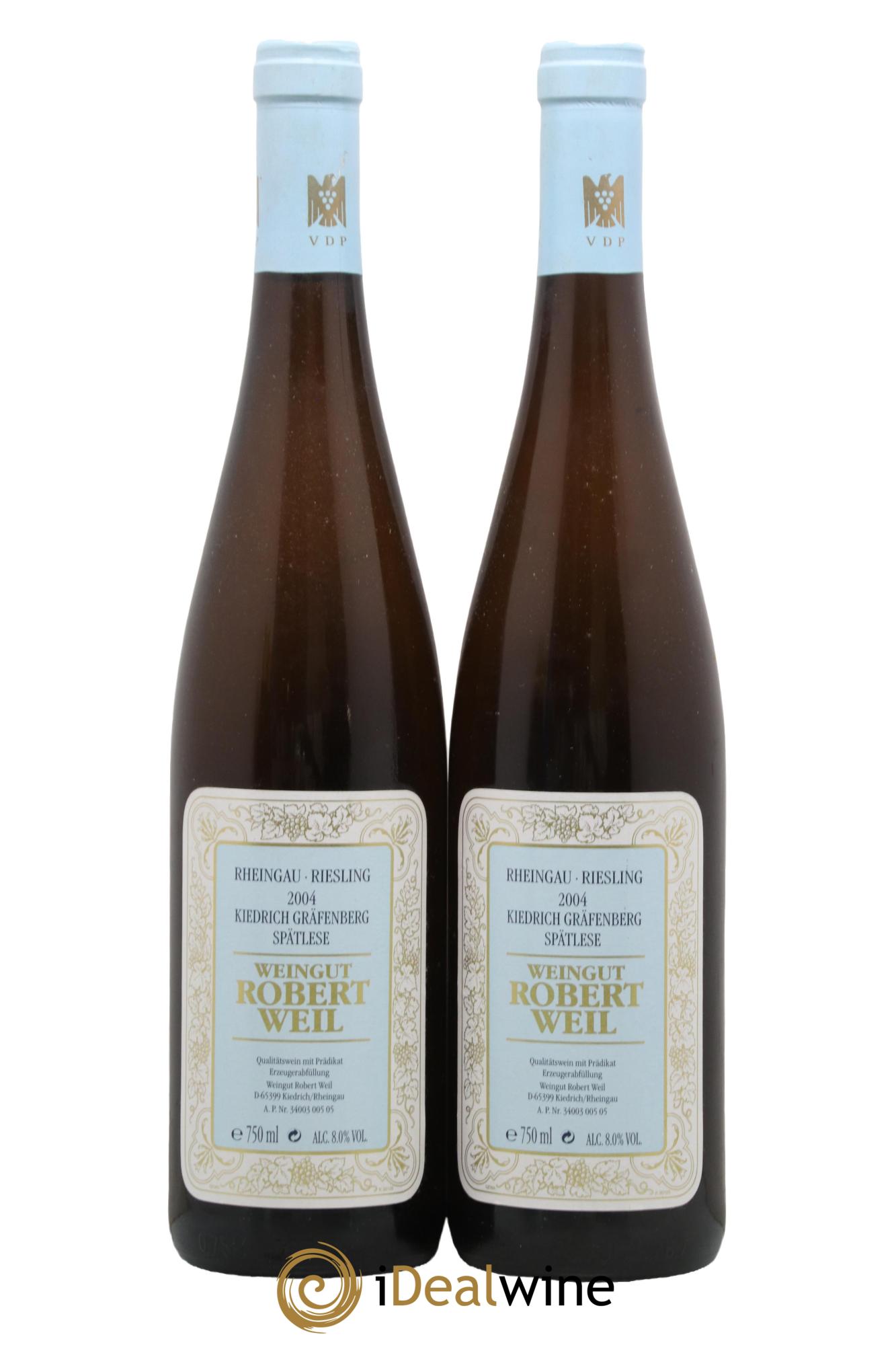 Allemagne Rheingau Kiedrich Gräfenberg Spatlese Robert Weil 2004 - Lot de 2 bouteilles - 0