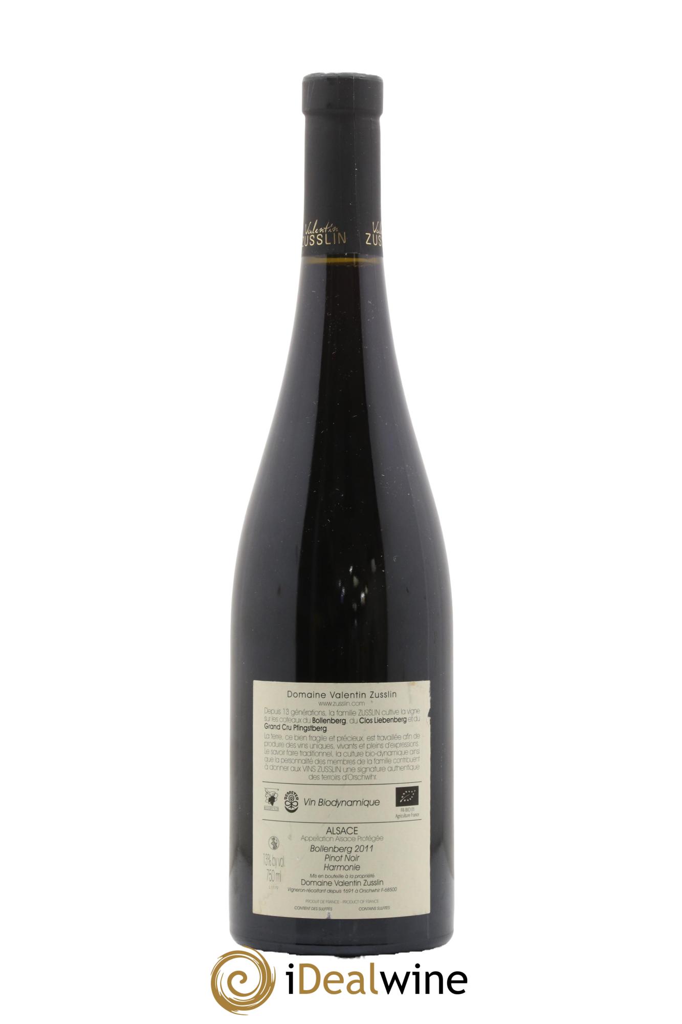 Alsace Pinot Noir Bollenberg Harmonie Valentin Zusslin (Domaine) 2011 - Lotto di 1 bottiglia - 1