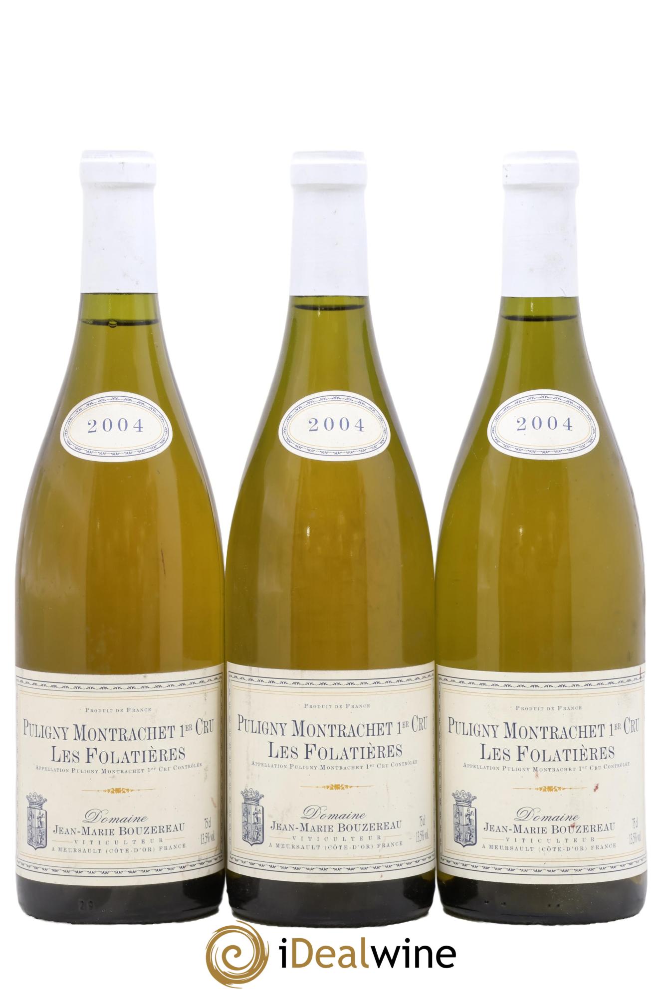 Puligny-Montrachet 1er Cru Les Folatieres Jean-Marie Bouzereau 2004 - Lot de 3 bouteilles - 0